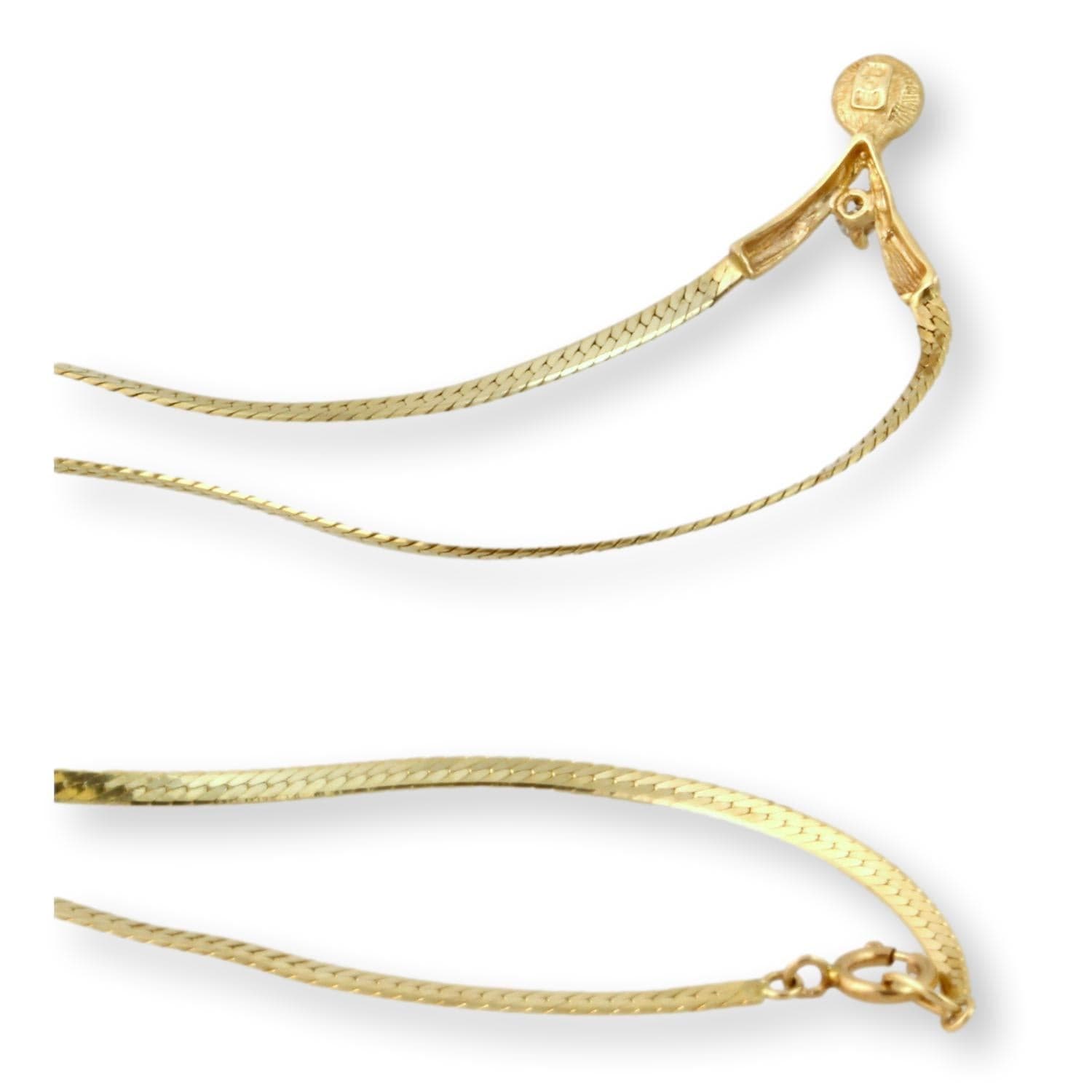 7mm Pearl & Diamond Pendant 14K Gold Herringbone Chain - 16 in - Thumbnail 5