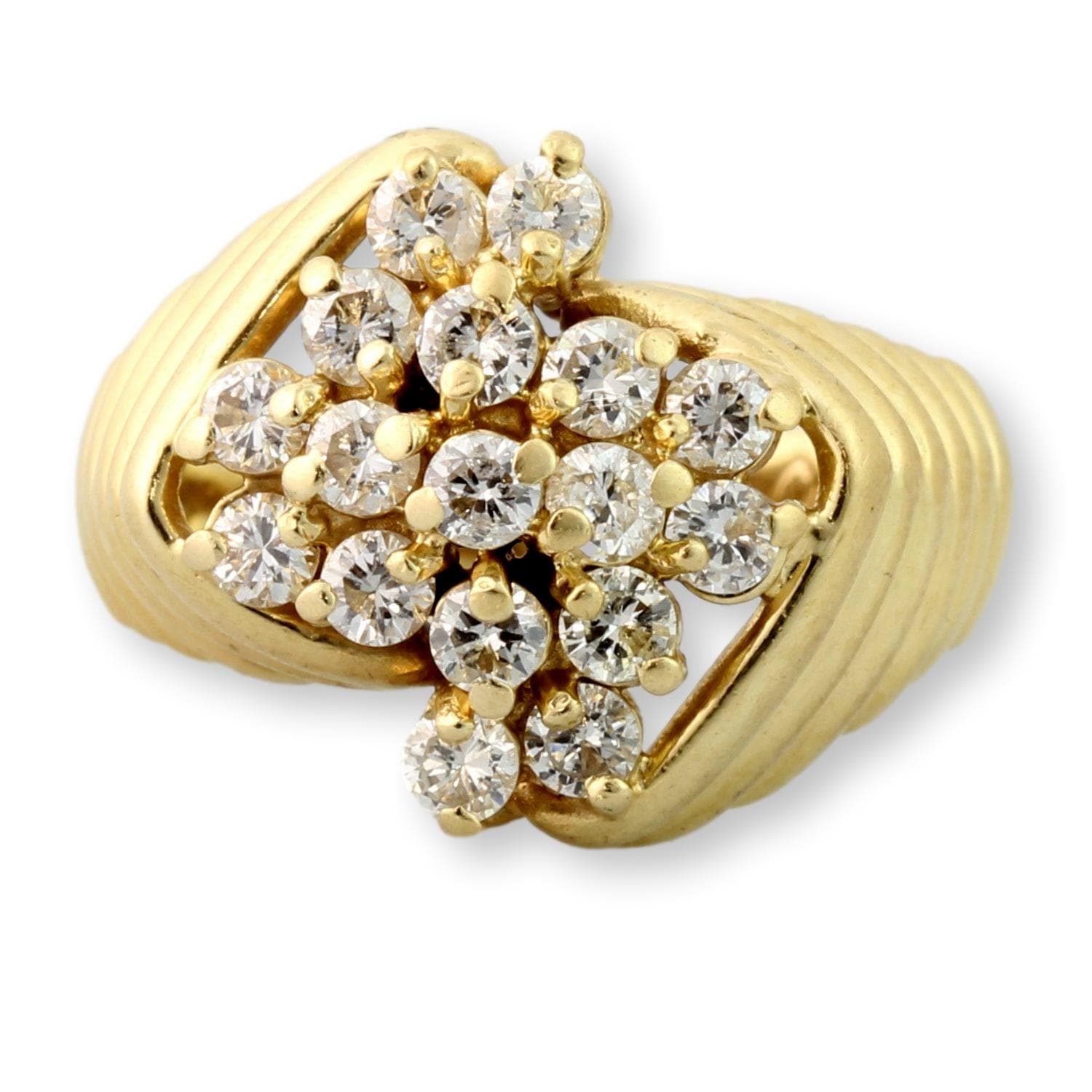 1.02ctw Diamond 14K Yellow Gold Sculpted Modernist Ring - Size 6.5 - Image 1