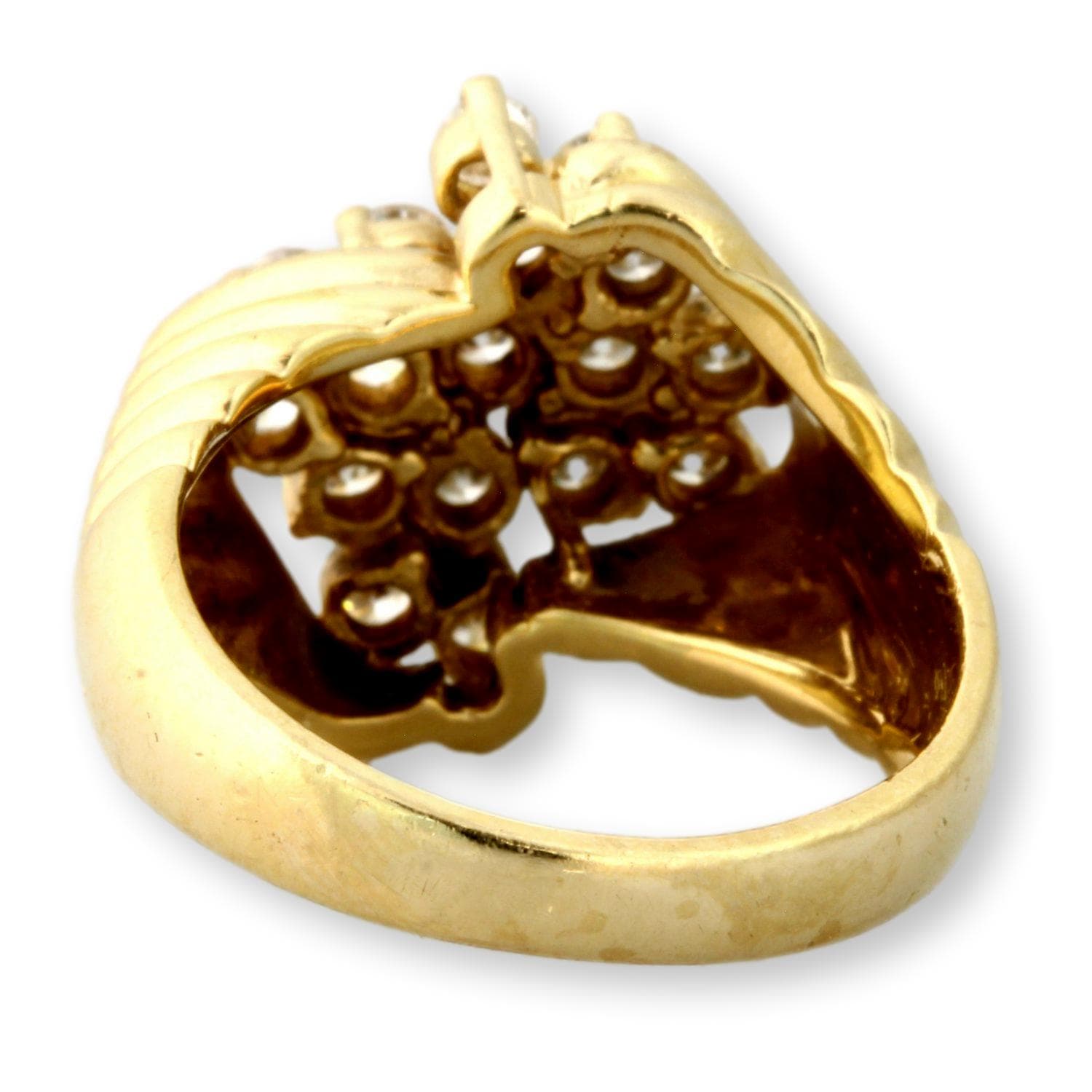 1.02ctw Diamond 14K Yellow Gold Sculpted Modernist Ring - Size 6.5 - Thumbnail 4