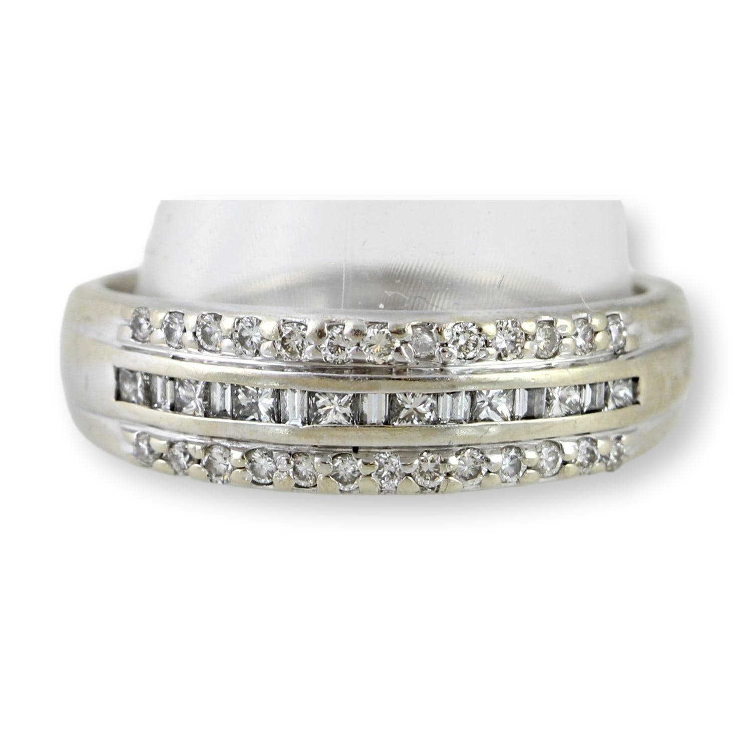 .75ctw Diamond Three-Row 14K White Gold Anniversary Band - Size 9 - Image 1