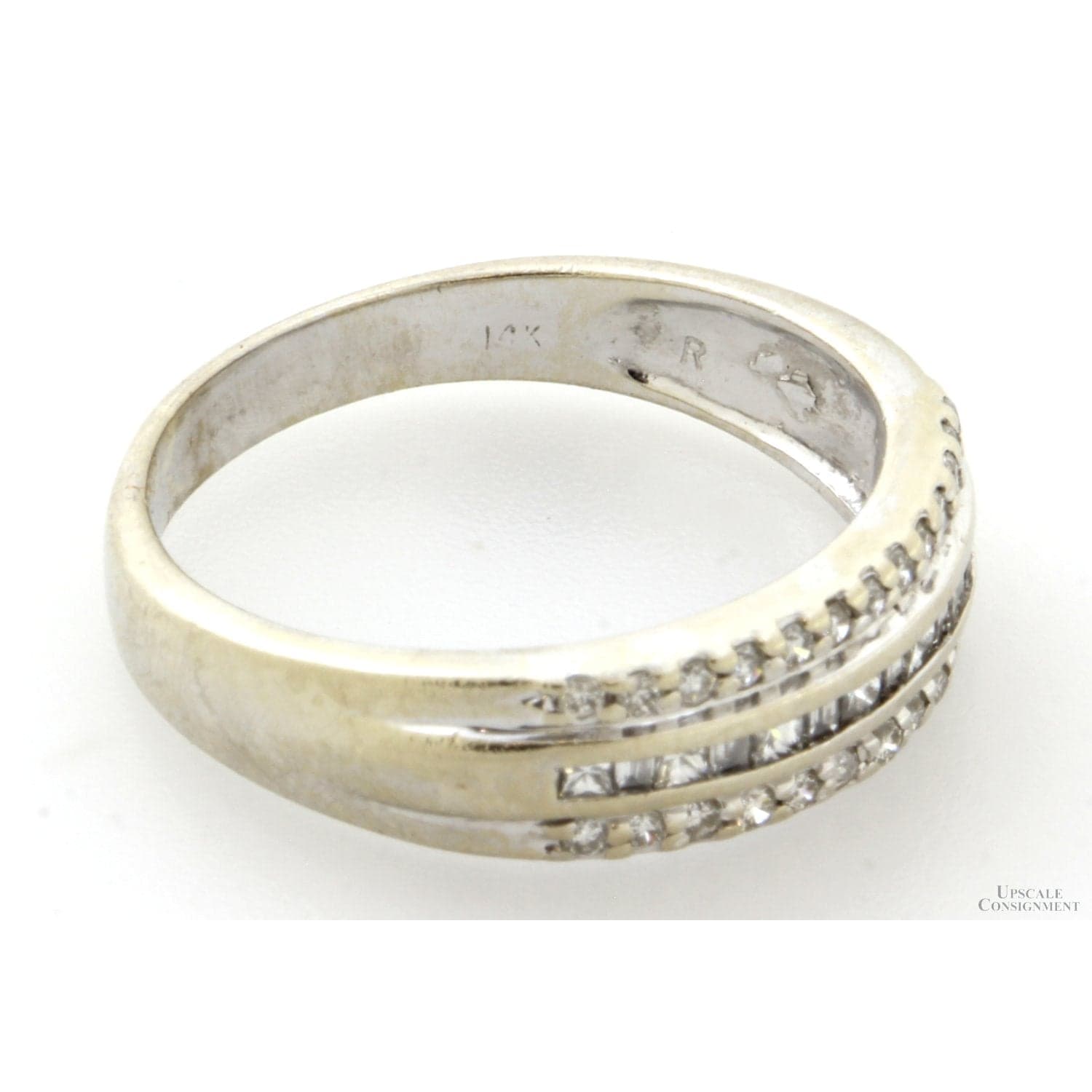 .75ctw Diamond Three-Row 14K White Gold Anniversary Band - Size 9 - Thumbnail 3