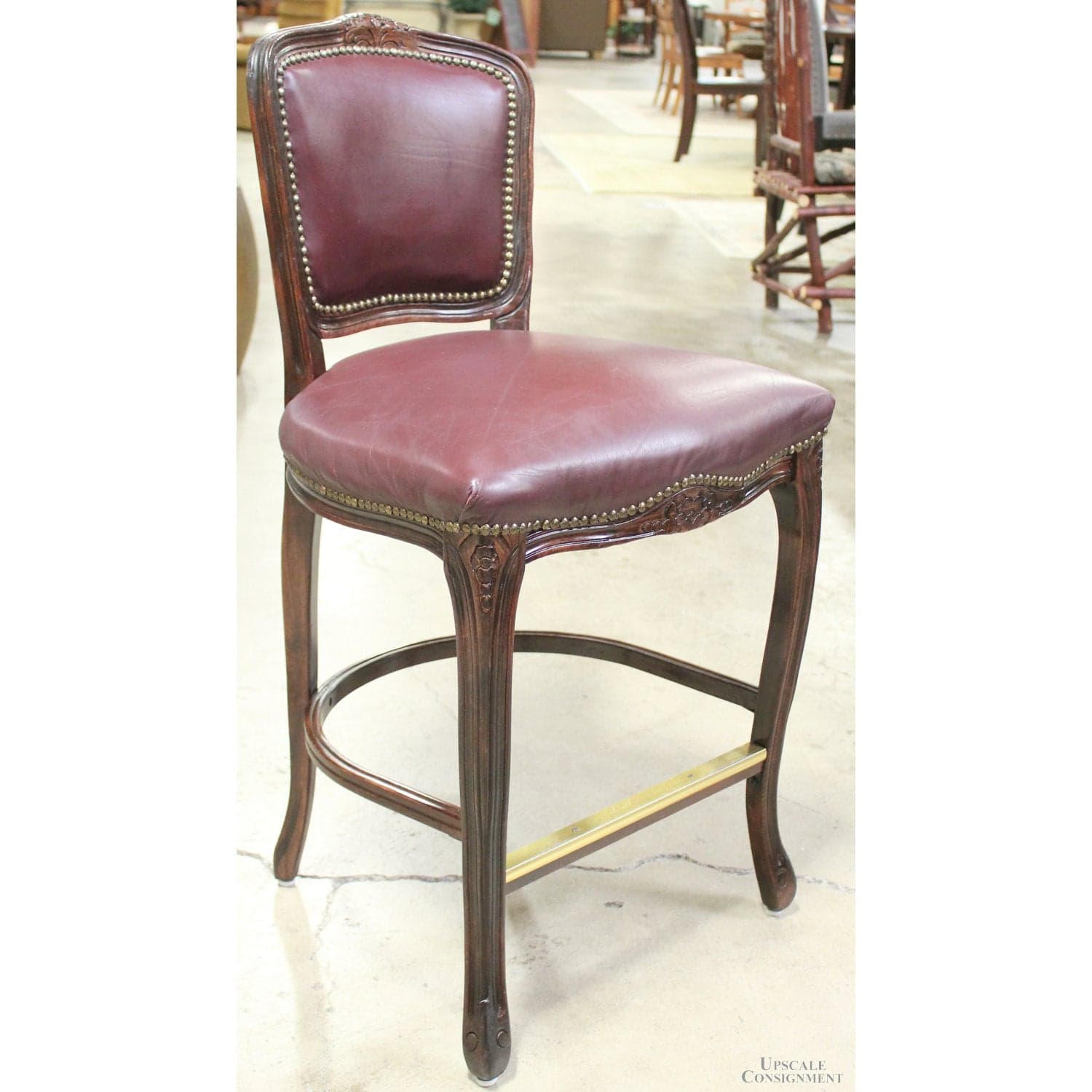 Harris Marcus Furn. Co. Pair of Leather Bar Stools - Cordovan - Thumbnail 5