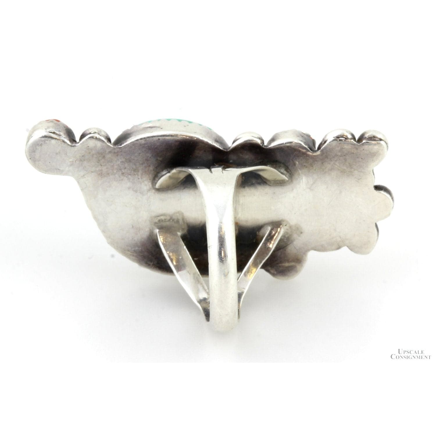 Handcrafted Navajo Turquoise & Coral Sterling Silver Ring - Size 6.25 - Thumbnail 4