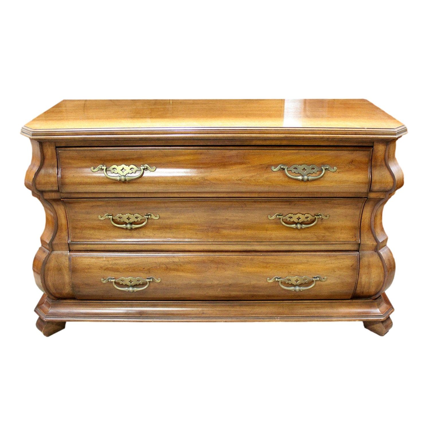 White Fine Furniture Bombe Chest - Walnut Finish - Image 1