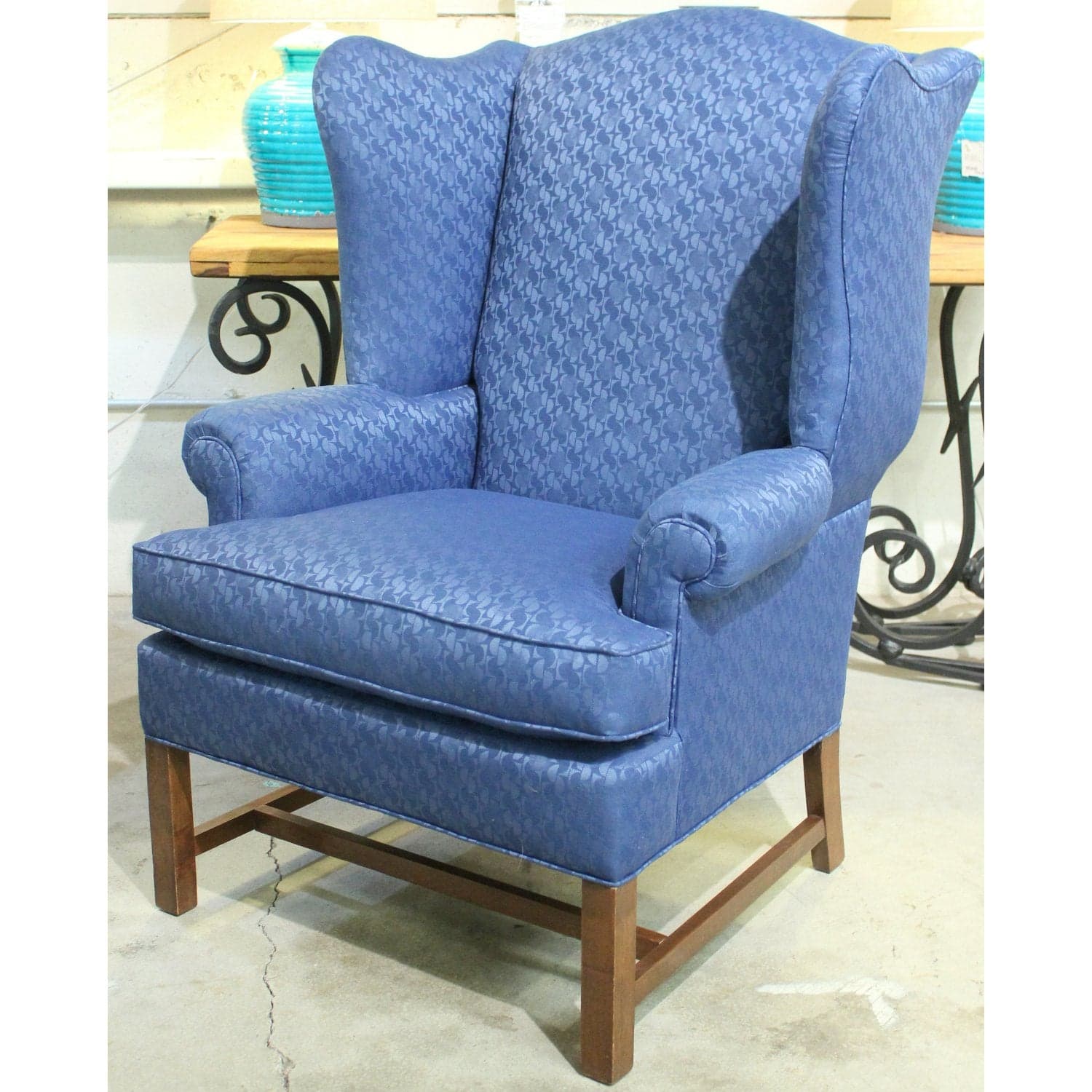 Blue Wingback Chair - Blue - Thumbnail 3