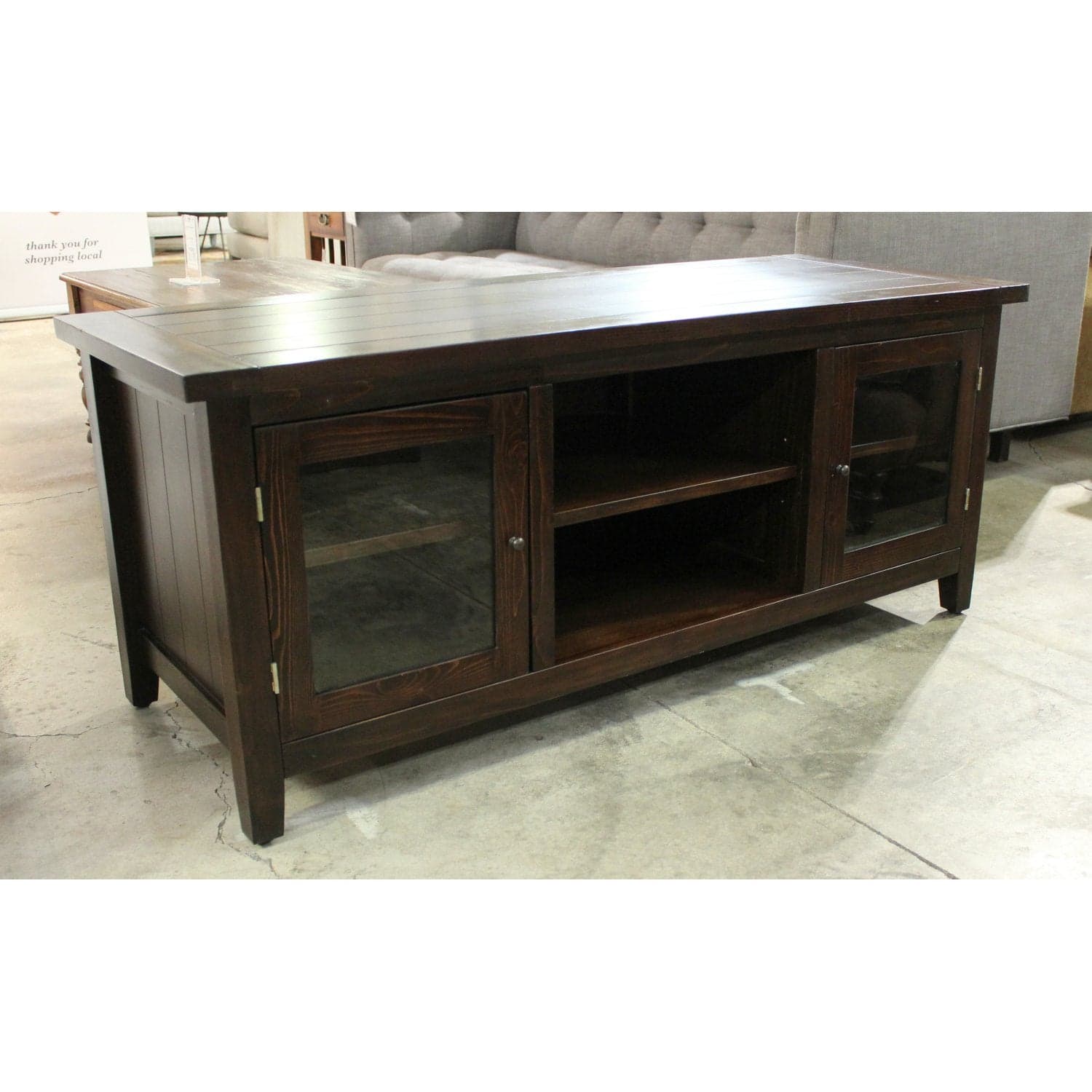 World Market Dark Pine Media Console - Dark Brown - Thumbnail 2
