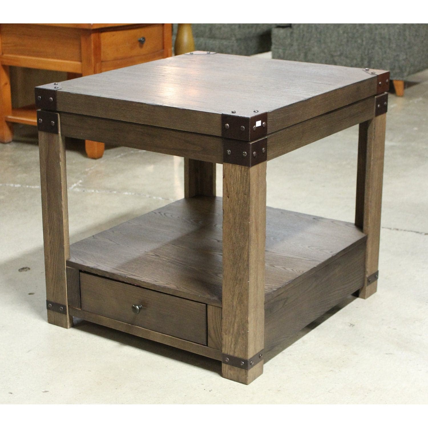 Ashley Industrial End Table - Taupe - Thumbnail 3