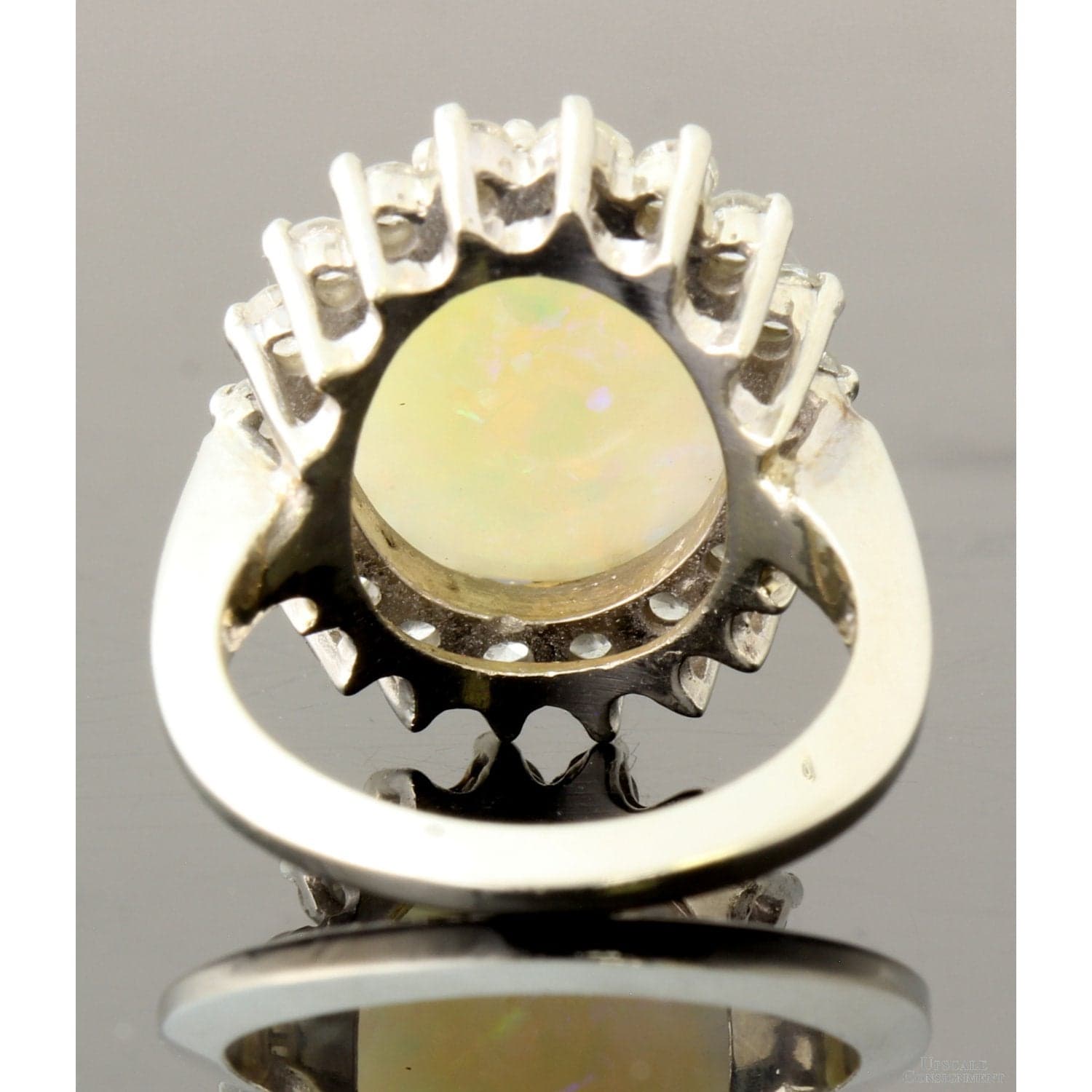 10.04ct Opal & 1.0ctw Diamond Halo 14K White Gold Ring - Size 5.75 - Thumbnail 5