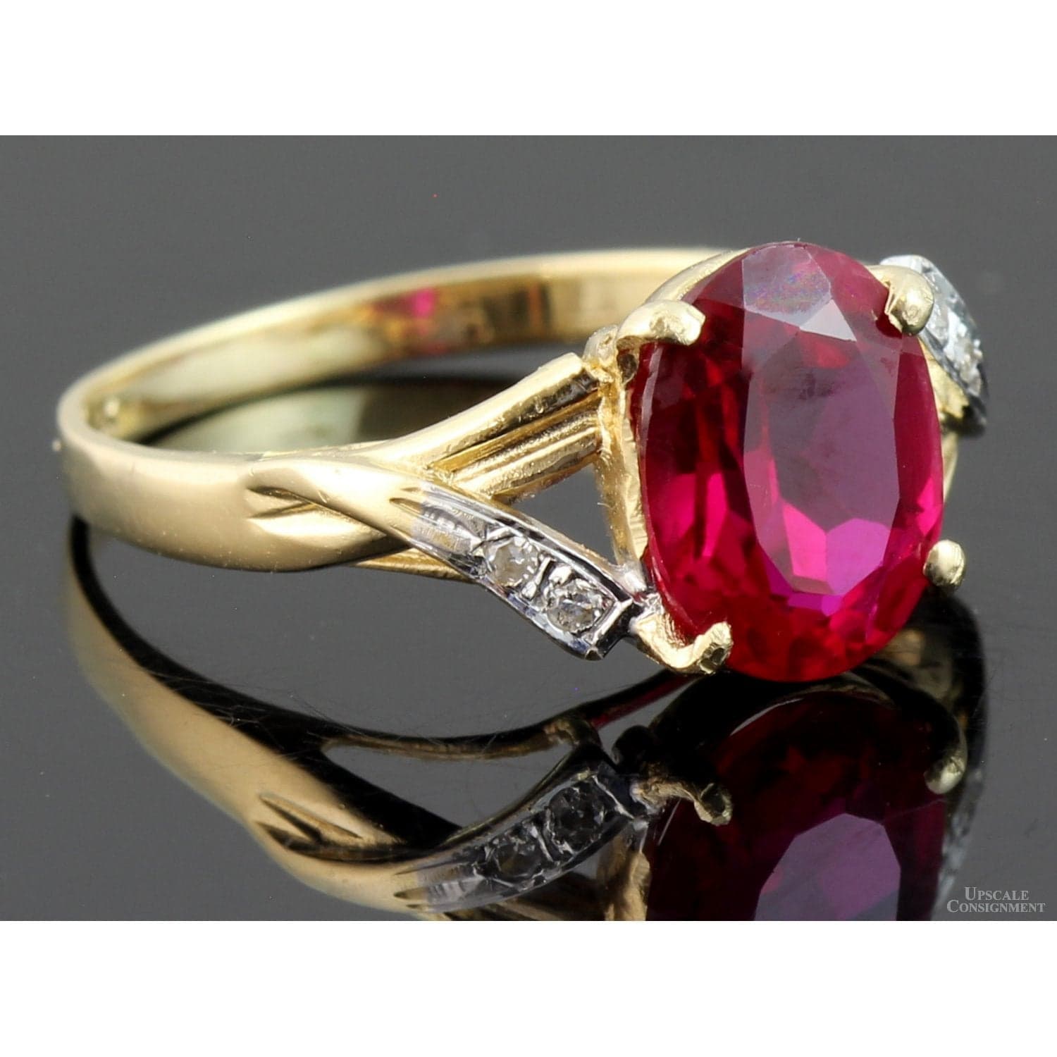 2.41ct Lab-Created Ruby & Diamond 14K Yellow Gold Ring - Size 5.25 - Thumbnail 2
