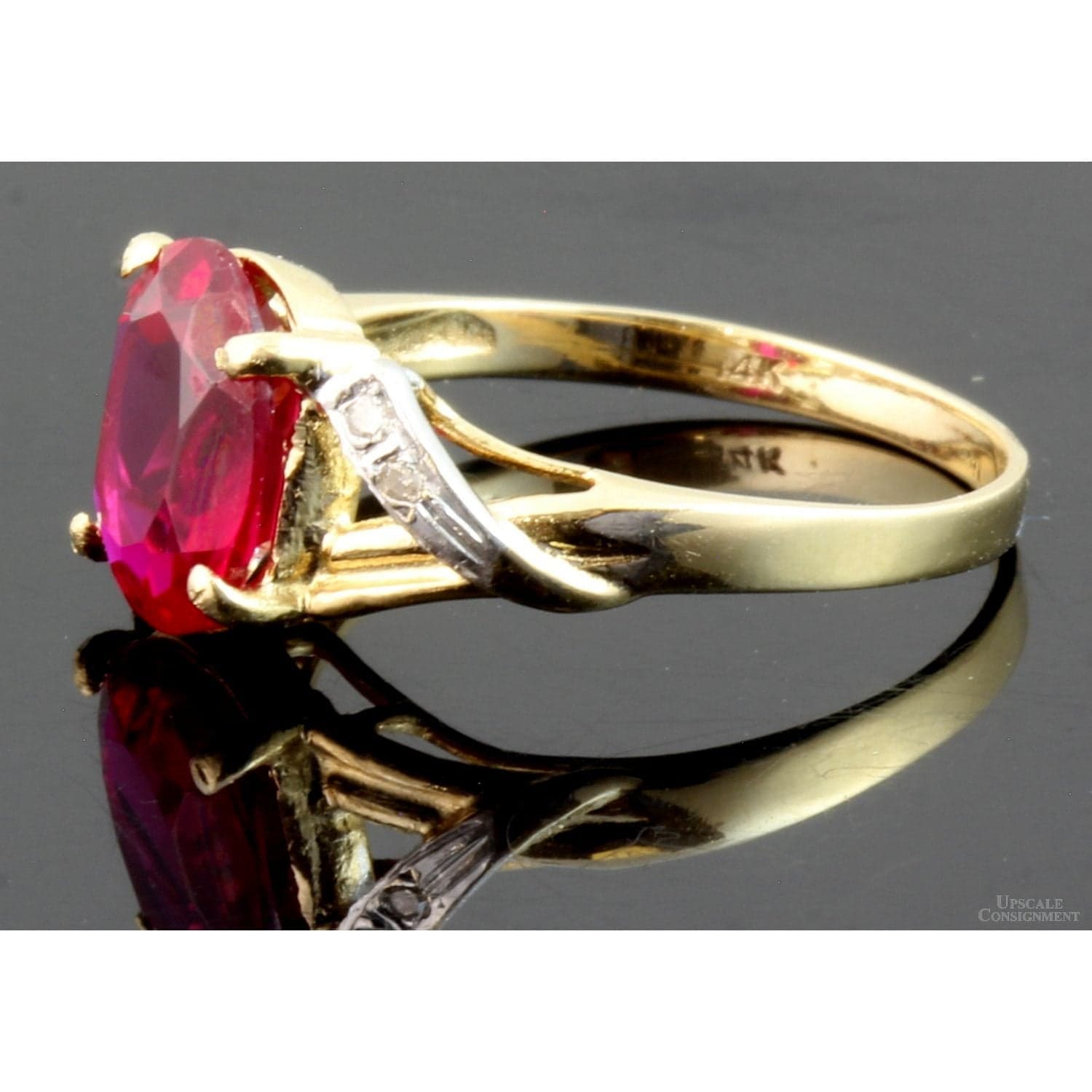 2.41ct Lab-Created Ruby & Diamond 14K Yellow Gold Ring - Size 5.25 - Thumbnail 3