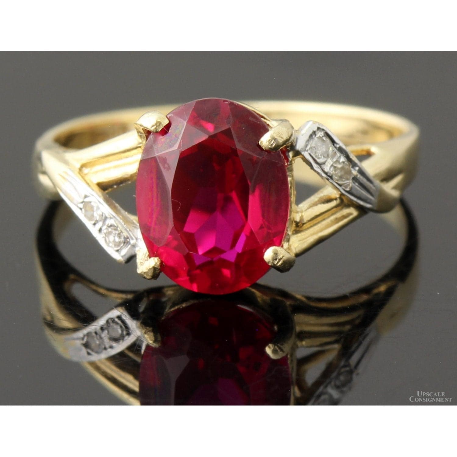 2.41ct Lab-Created Ruby & Diamond 14K Yellow Gold Ring - Size 5.25 - Image 1