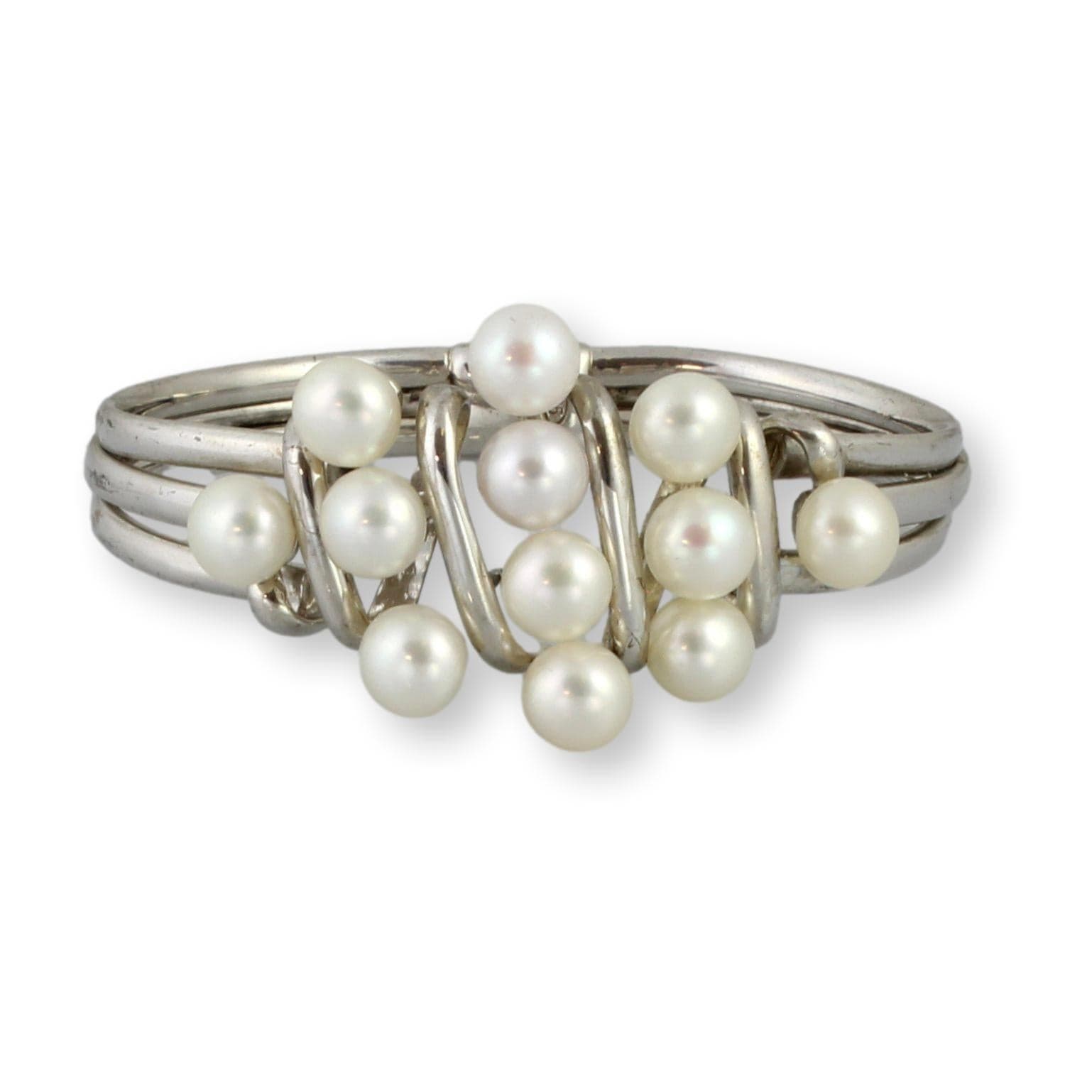 Cultured White Pearl Sterling Silver Clamper Bracelet - Size 6.75 - Image 1