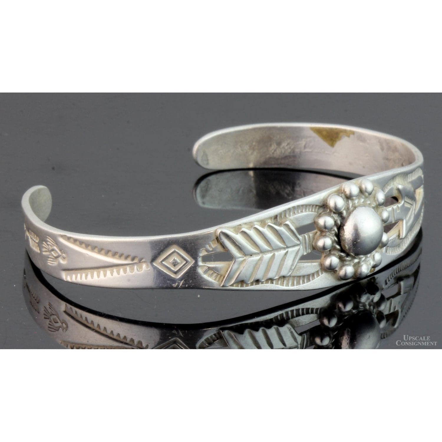 Fred Harvey Era Sterling Silver Concho & Arrow Navajo Cuff - 6.5 in. - Image 1