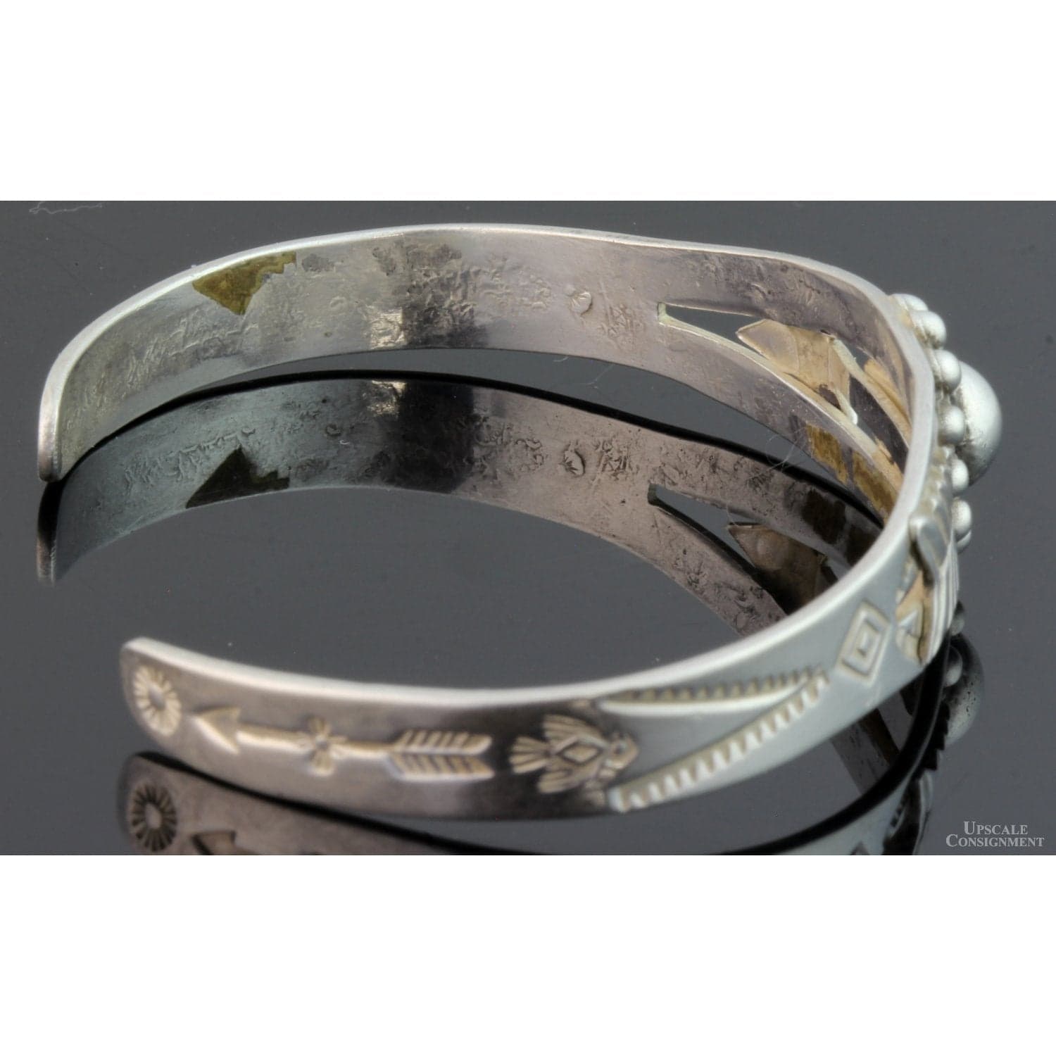 Fred Harvey Era Sterling Silver Concho & Arrow Navajo Cuff - 6.5 in. - Thumbnail 3