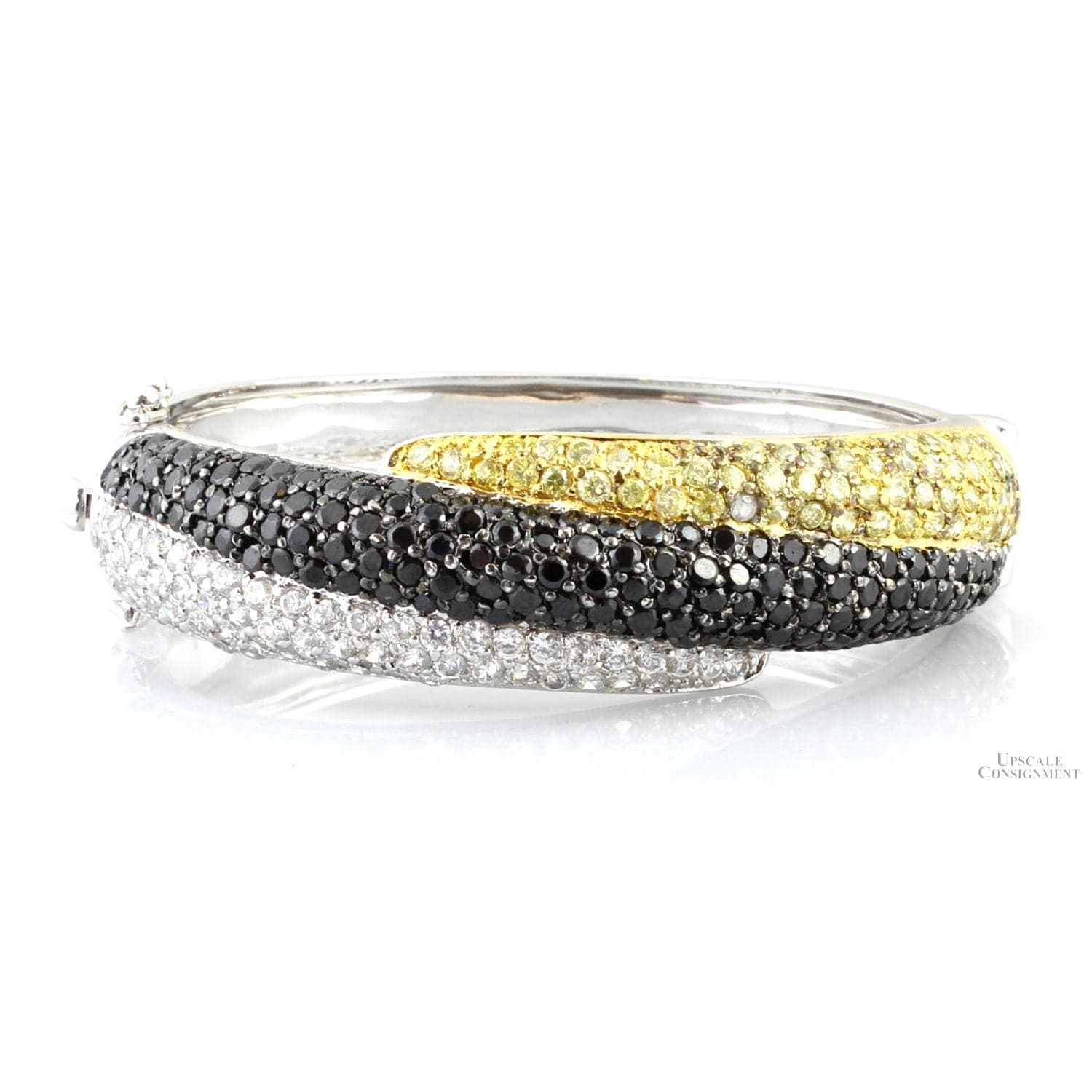 Charles Winston Sterling Silver Multi-Color CZ Hinged Bangle - 7.5 in. - Image 1