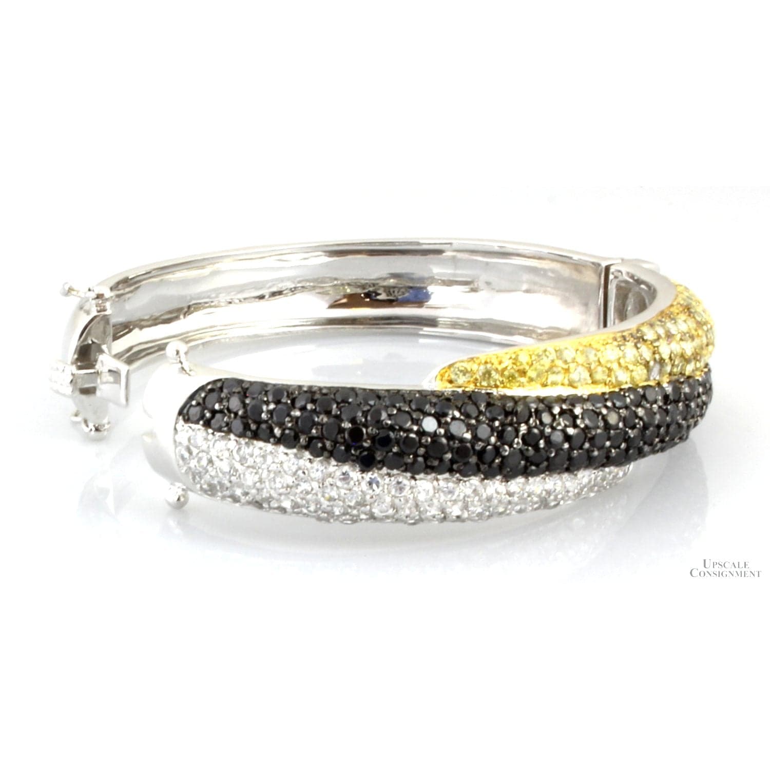 Charles Winston Sterling Silver Multi-Color CZ Hinged Bangle - 7.5 in. - Thumbnail 2