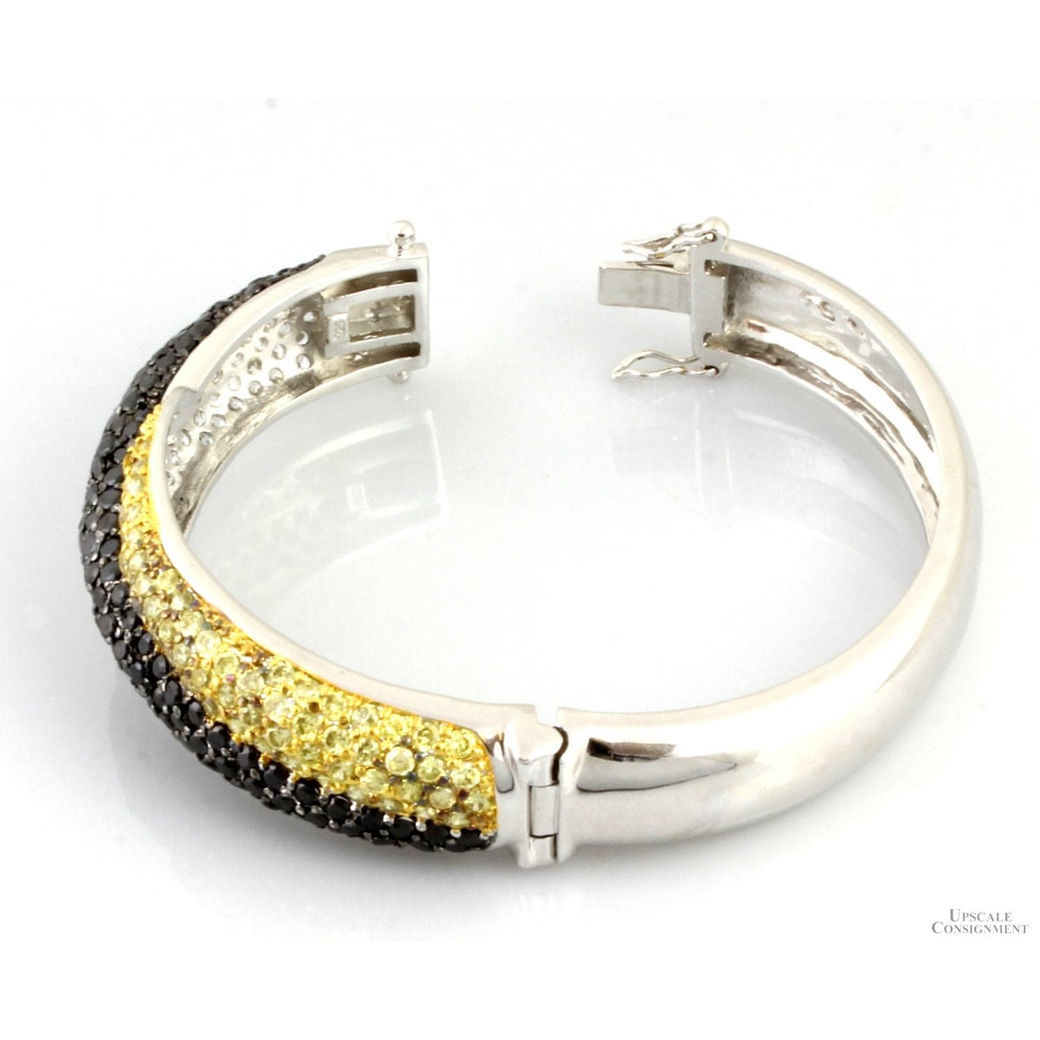 Charles Winston Sterling Silver Multi-Color CZ Hinged Bangle - 7.5 in. - Thumbnail 4