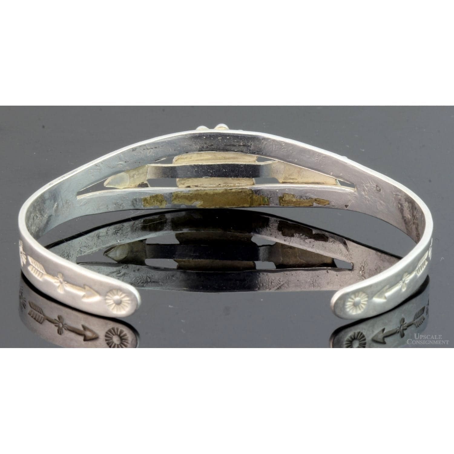 Fred Harvey Era Sterling Silver Concho & Arrow Navajo Cuff - 6.5 in. - Thumbnail 4