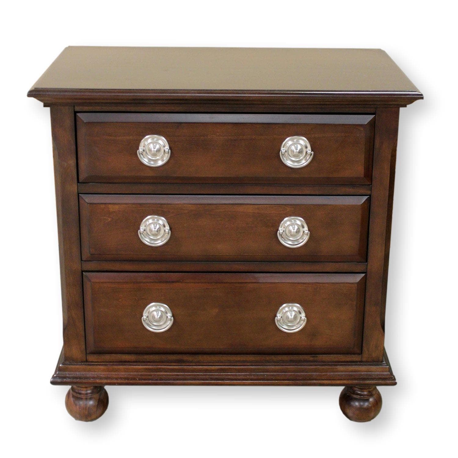 Mahogany 3 Drawer Nightstand - Dark Brown - Image 1