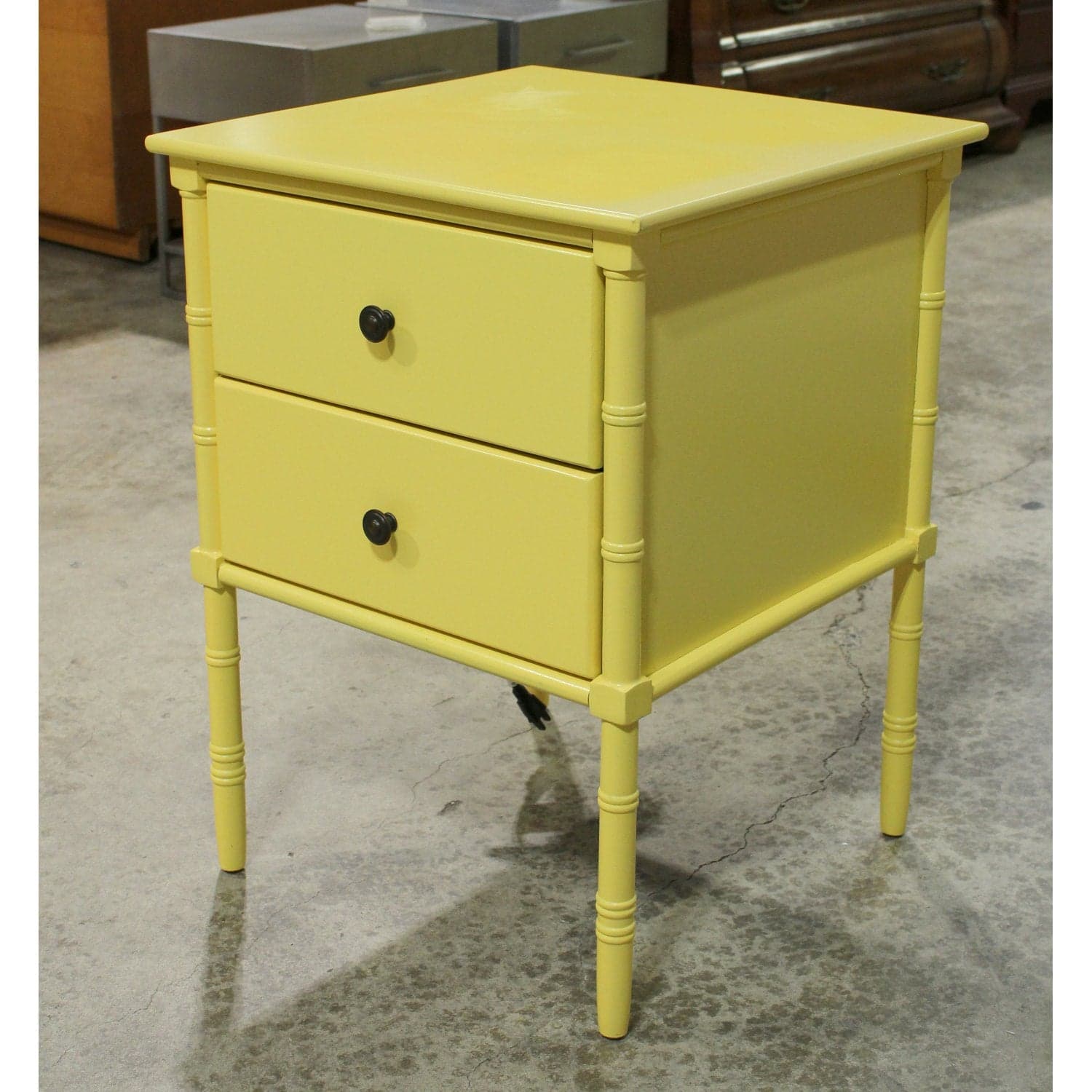 Yellow Faux Bamboo Leg Nightstand - Yellow - Thumbnail 3