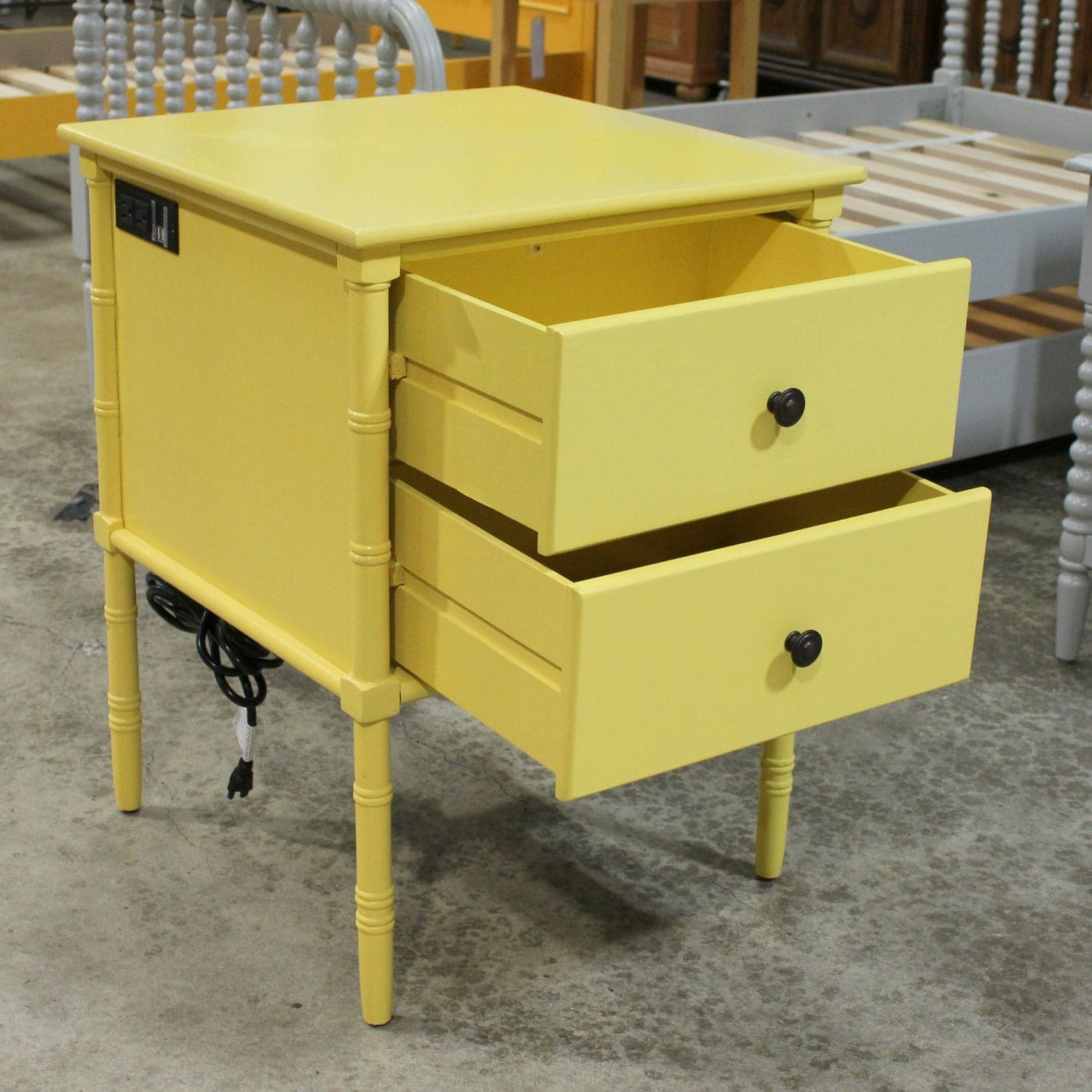 Yellow Faux Bamboo Leg Nightstand - Yellow - Thumbnail 4