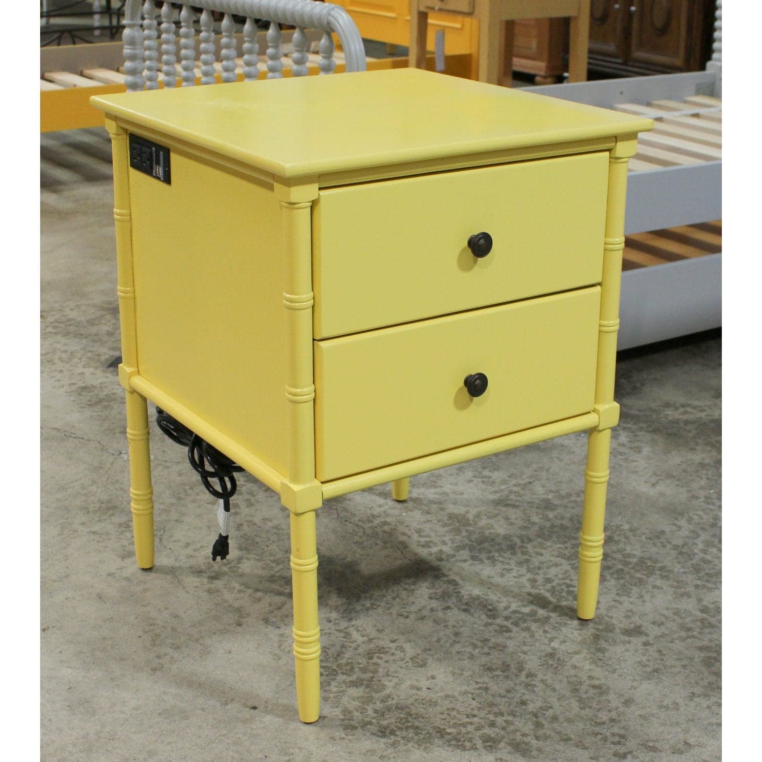 Yellow Faux Bamboo Leg Nightstand - Yellow - Thumbnail 2