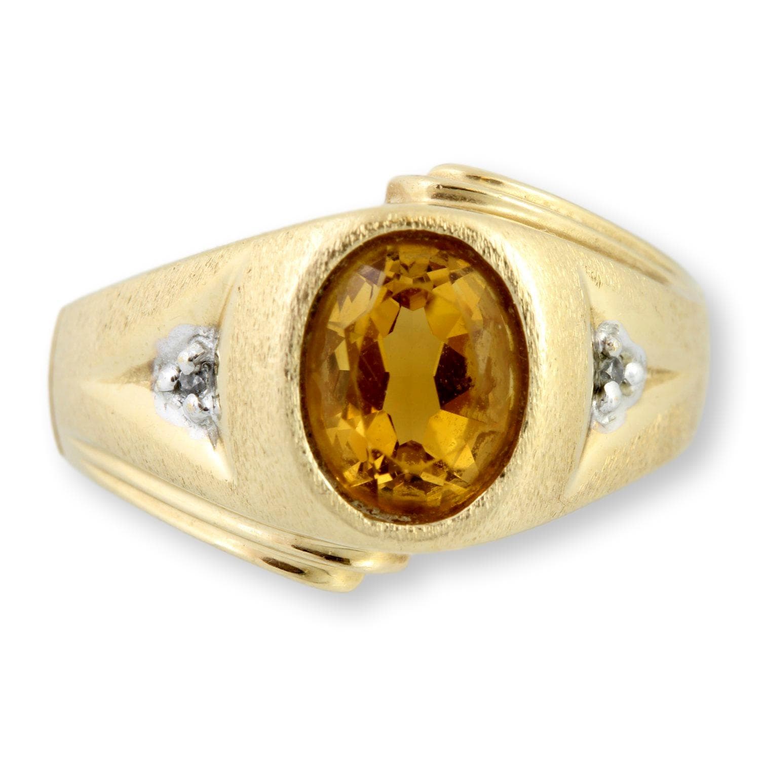 2.11ct Oval Citrine & Diamond 14K Yellow Gold Ring - Size 7.5 - Image 1