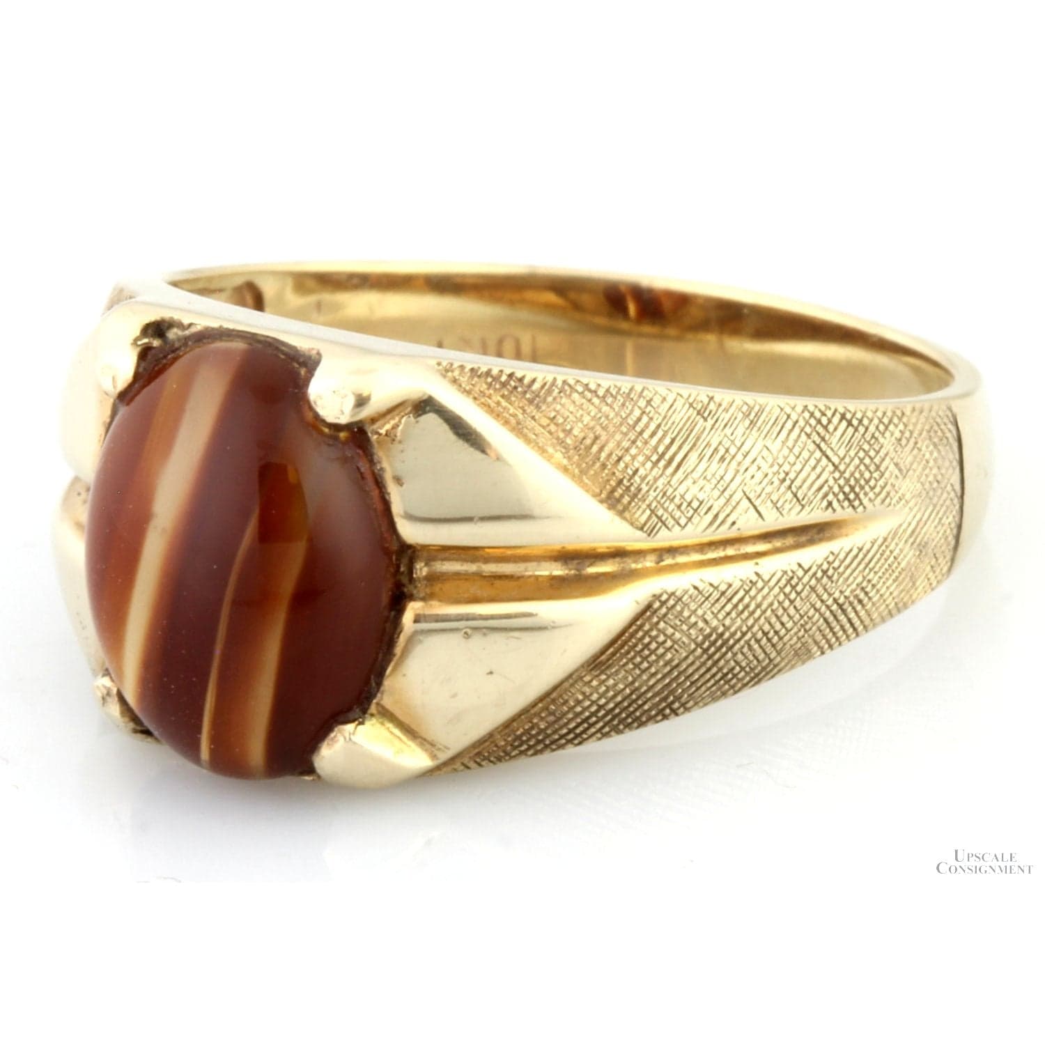 Premier Designs 10K Yellow Gold 2.11ct. Agate Cabochon Ring - Size 8.25" - Thumbnail 4
