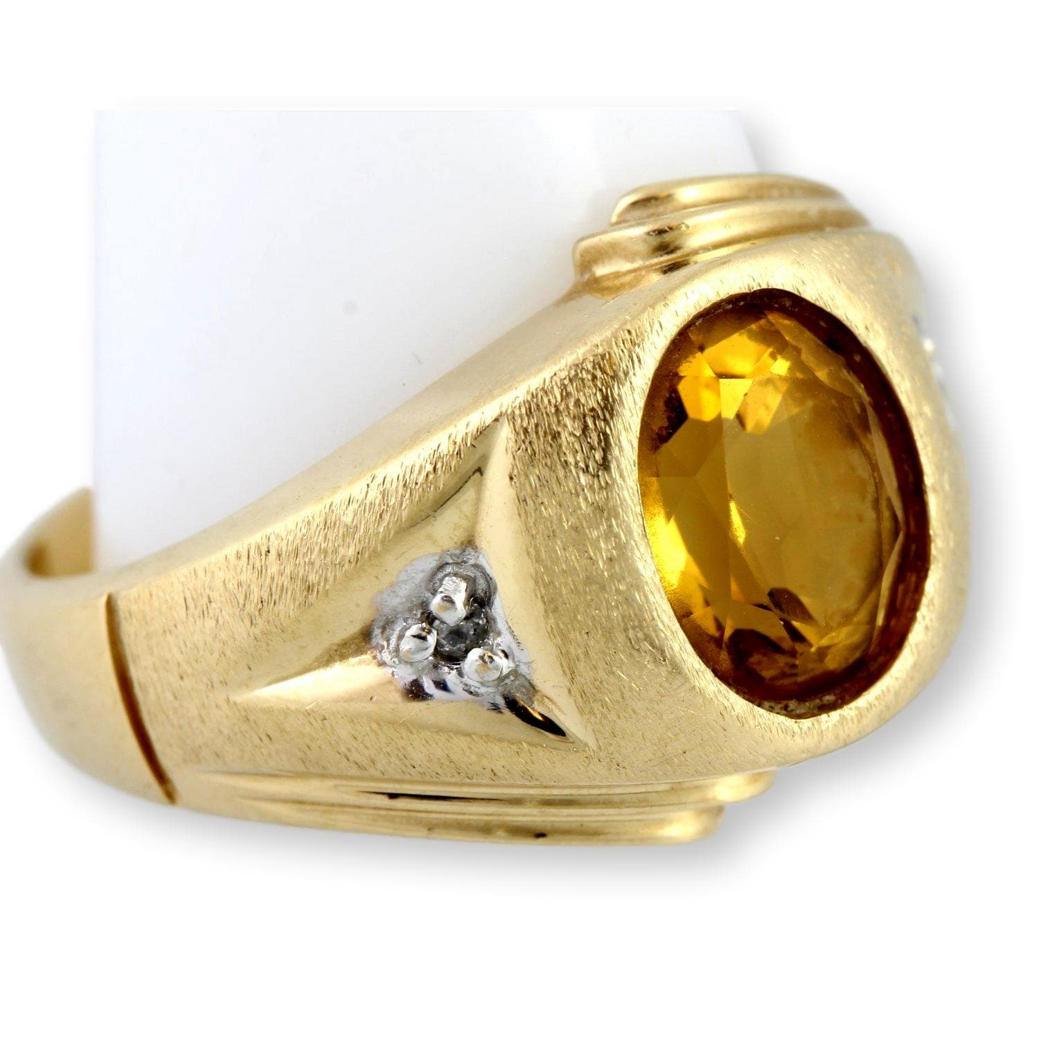 2.11ct Oval Citrine & Diamond 14K Yellow Gold Ring - Size 7.5 - Thumbnail 3
