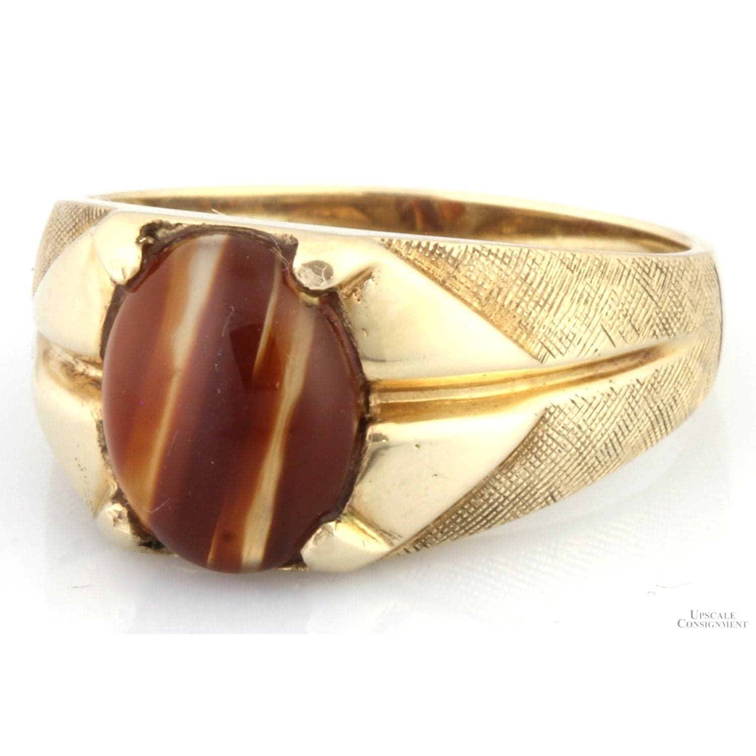 Premier Designs 10K Yellow Gold 2.11ct. Agate Cabochon Ring - Size 8.25" - Thumbnail 2