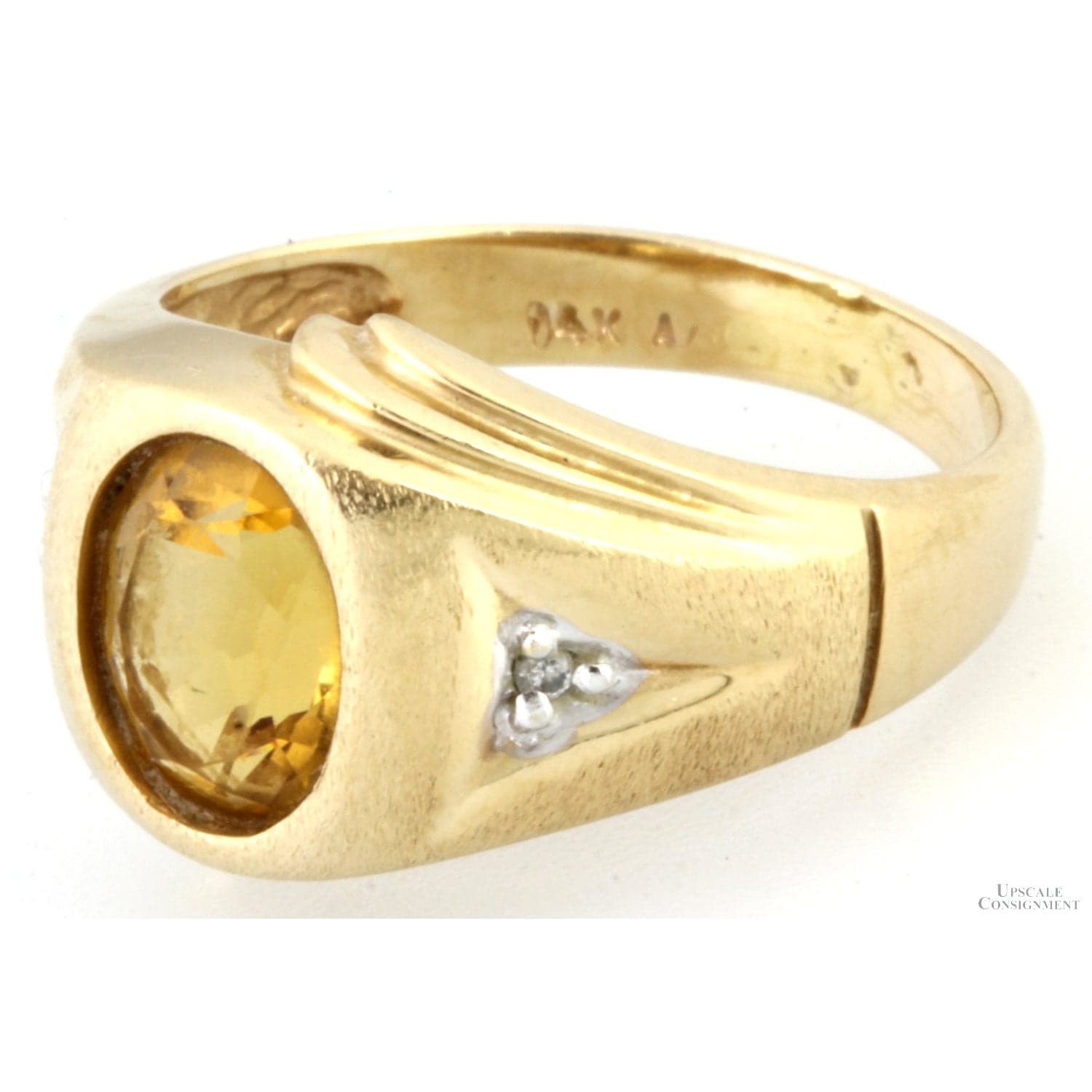 2.11ct Oval Citrine & Diamond 14K Yellow Gold Ring - Size 7.5 - Thumbnail 2