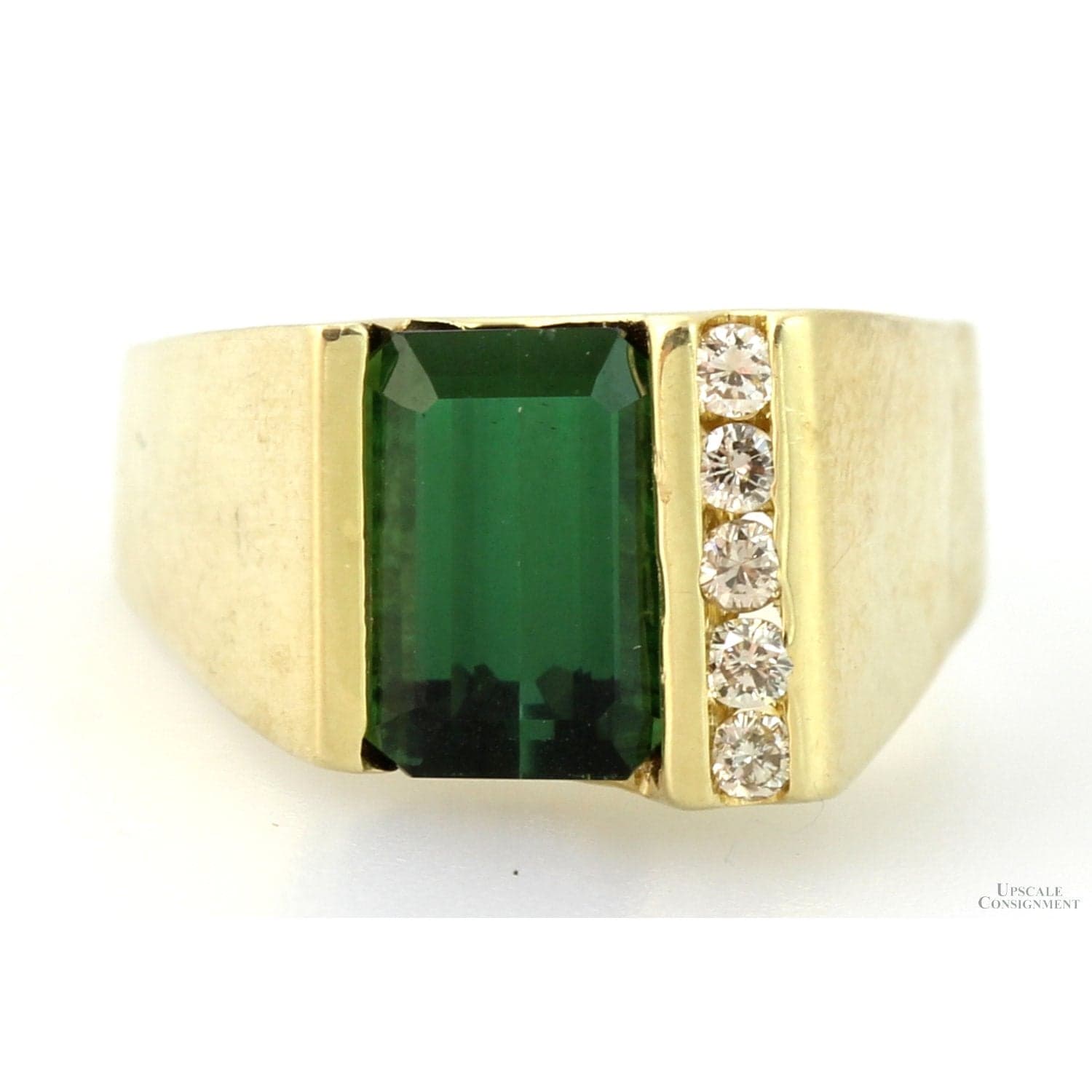 14K Yellow Gold 1.88ct Green Tourmaline & Diamond Ring - Size 7.5 - Image 1
