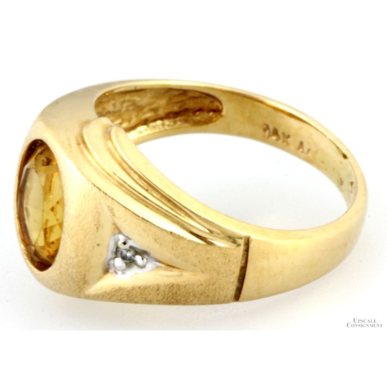 2.11ct Oval Citrine & Diamond 14K Yellow Gold Ring - Size 7.5 - Thumbnail 4