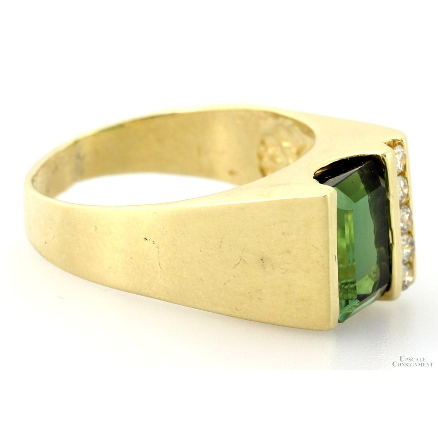 14K Yellow Gold 1.88ct Green Tourmaline & Diamond Ring - Size 7.5 - Thumbnail 3