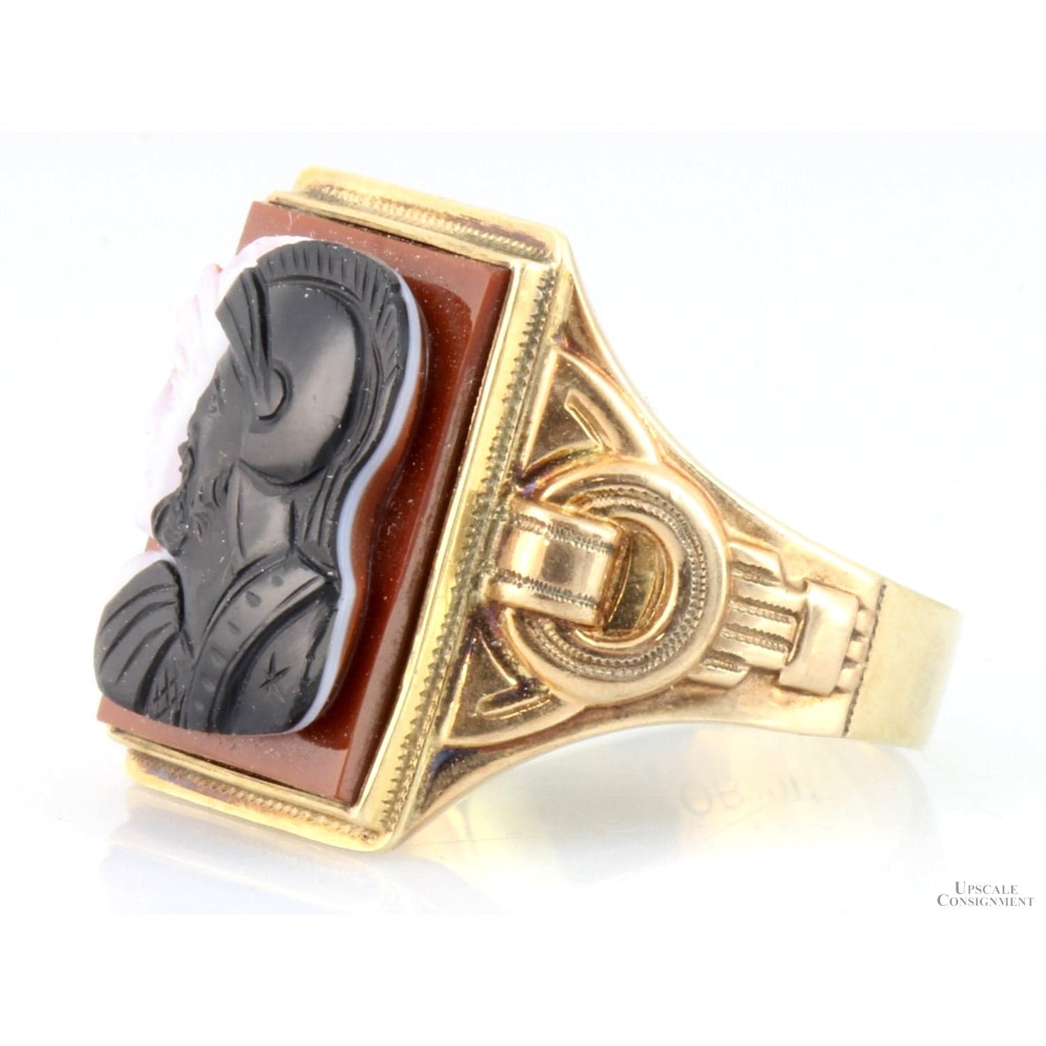Sardonyx Helen & Paris of Troy Cameos 14K Rose Gold Ring - Size 7.75 - Thumbnail 3