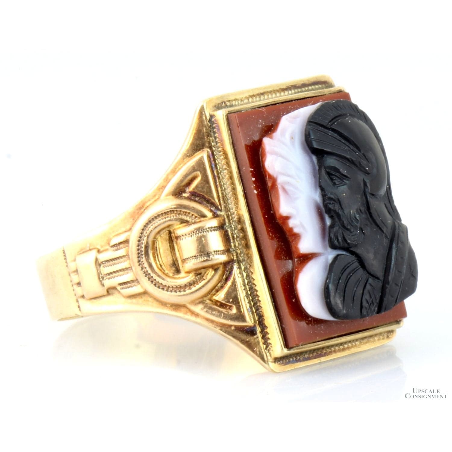Sardonyx Helen & Paris of Troy Cameos 14K Rose Gold Ring - Size 7.75 - Thumbnail 2
