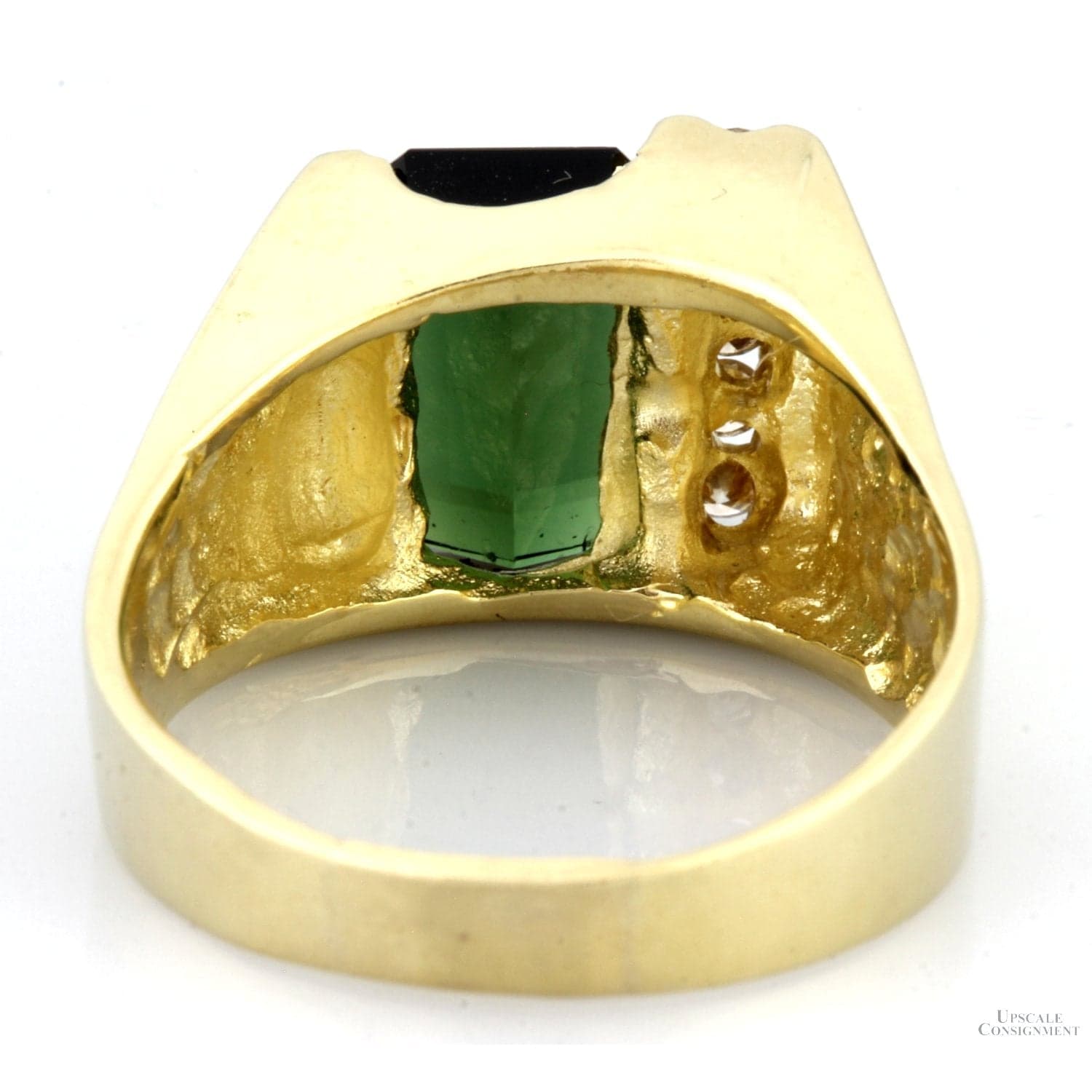 14K Yellow Gold 1.88ct Green Tourmaline & Diamond Ring - Size 7.5 - Thumbnail 5