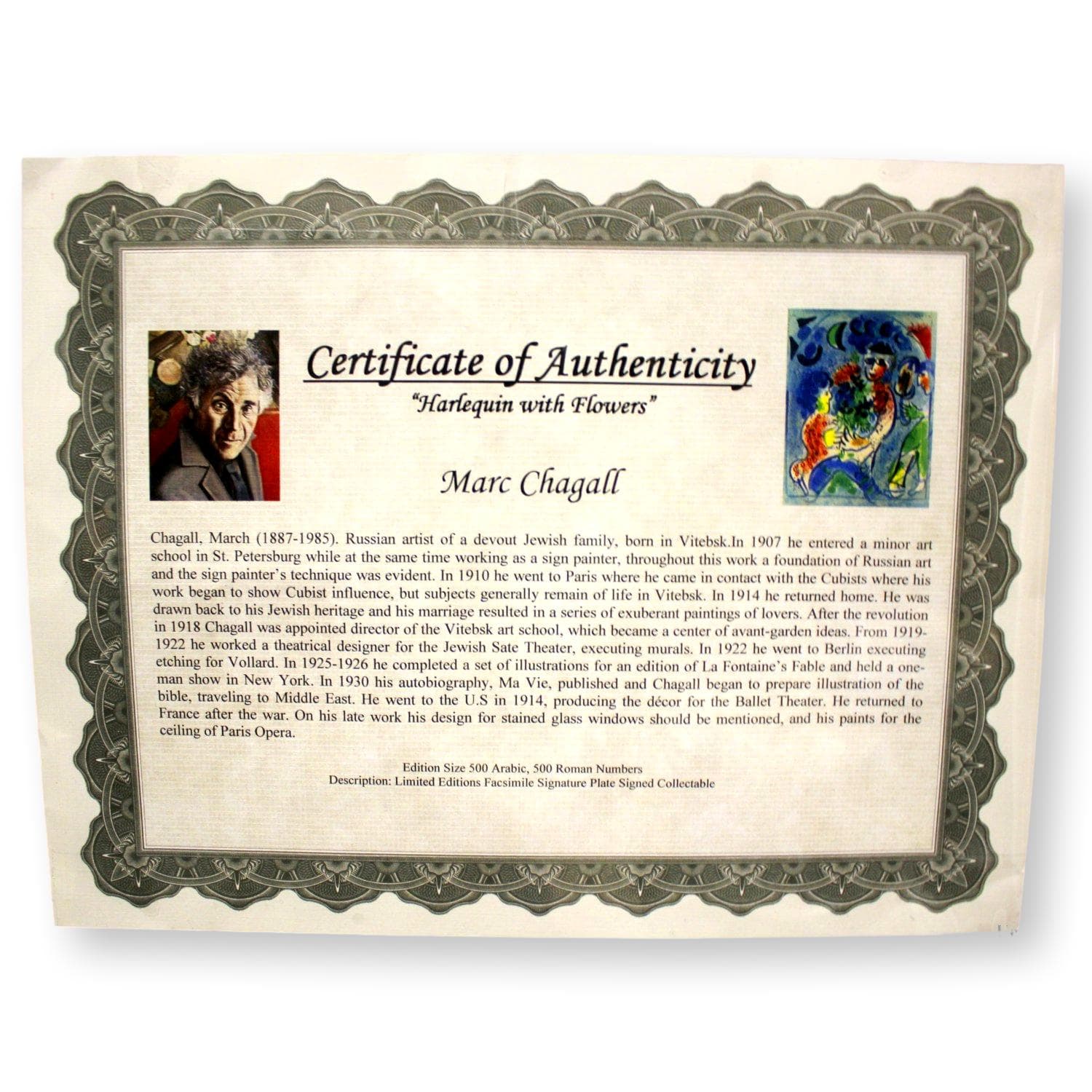 "Harlequin with Flowers" by Marc Chegall - Thumbnail 5