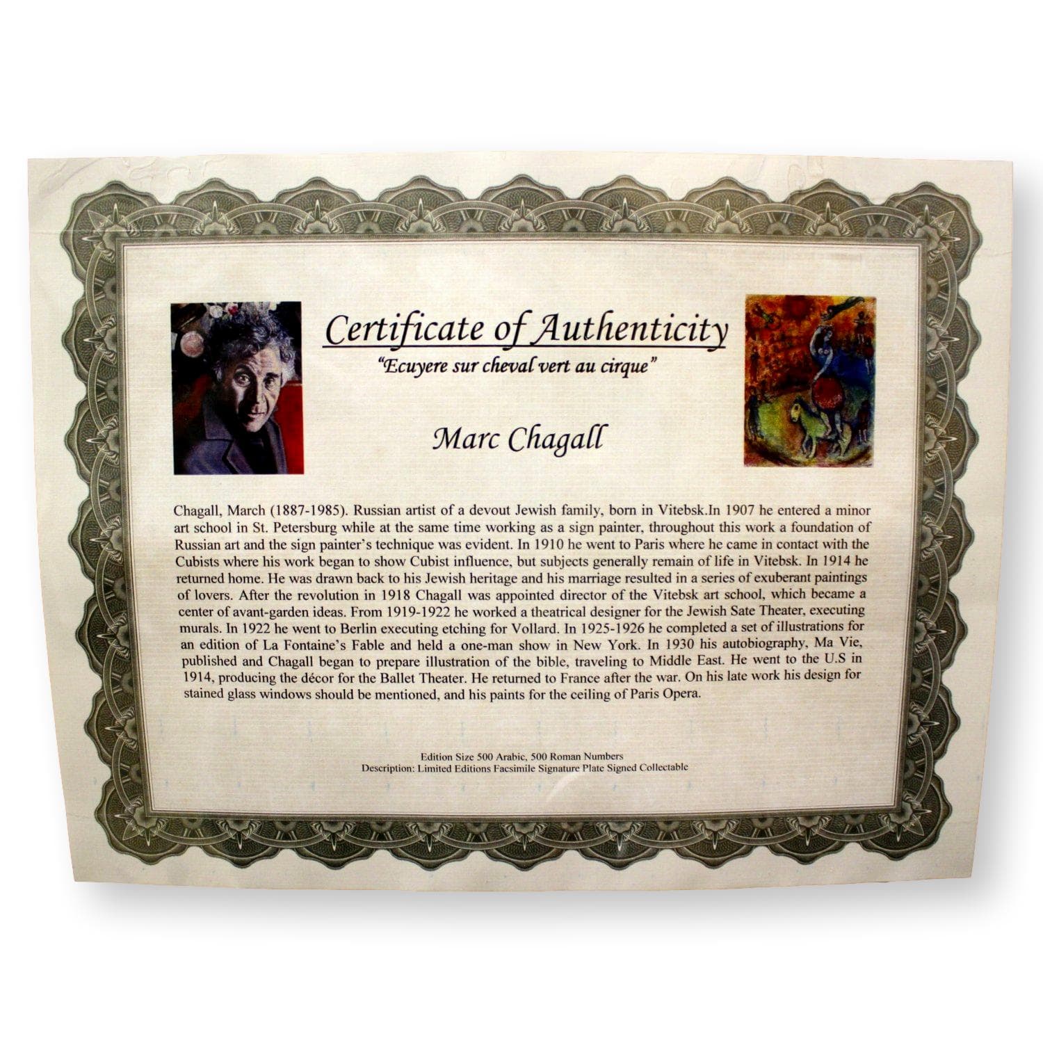 "Ecuyere sur cheval vert au cirque" by Marc Chagall - Thumbnail 5