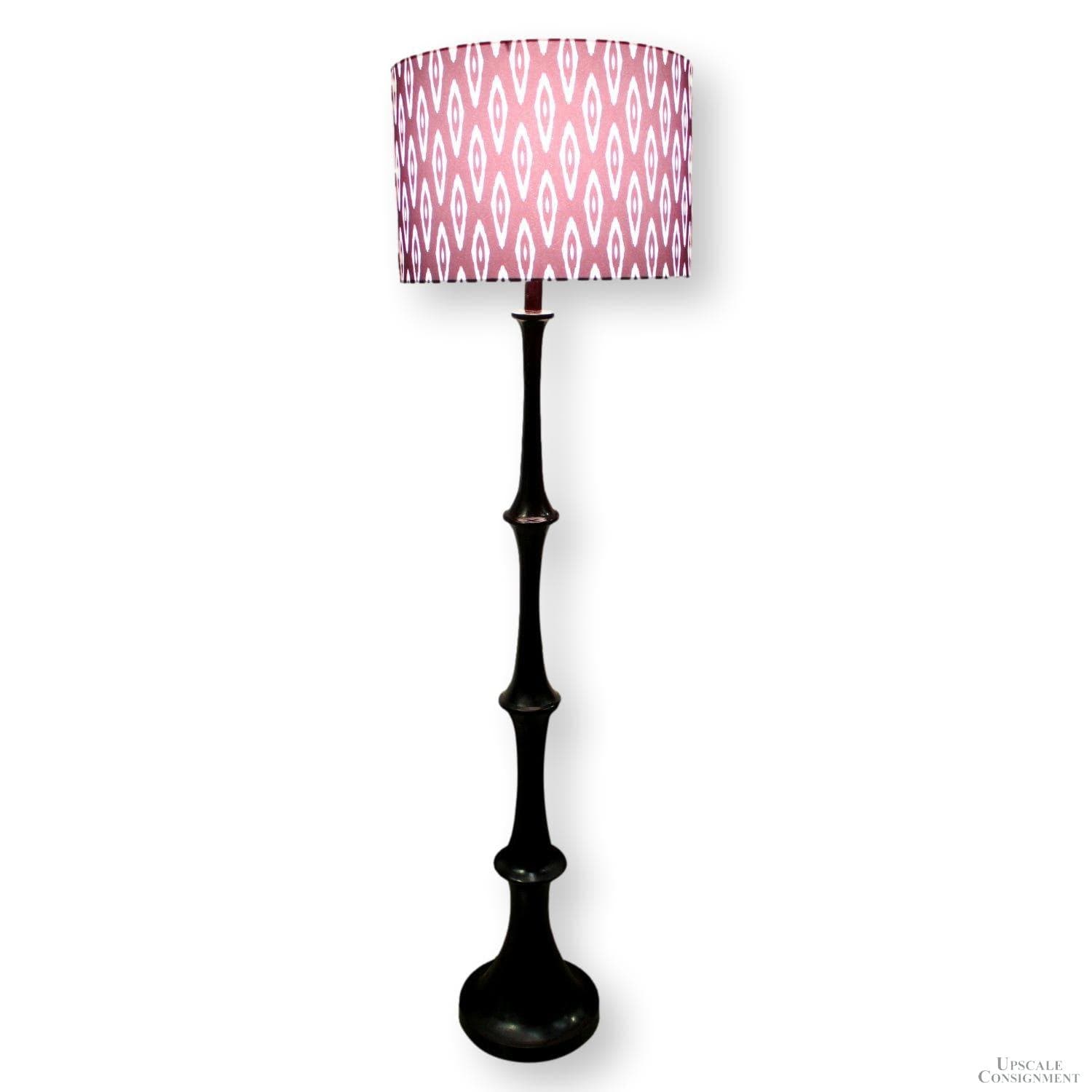 Floor Lamp w/Black & White Ikat Shade - Thumbnail 2