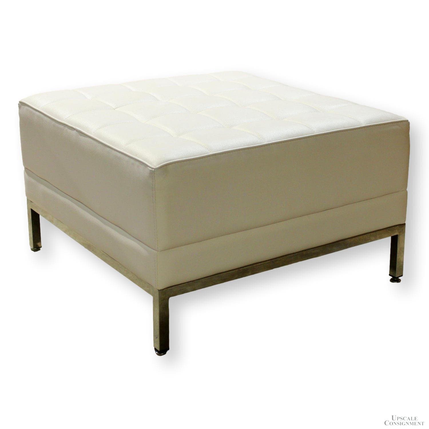 White Square Tufted Ottoman - Image 1