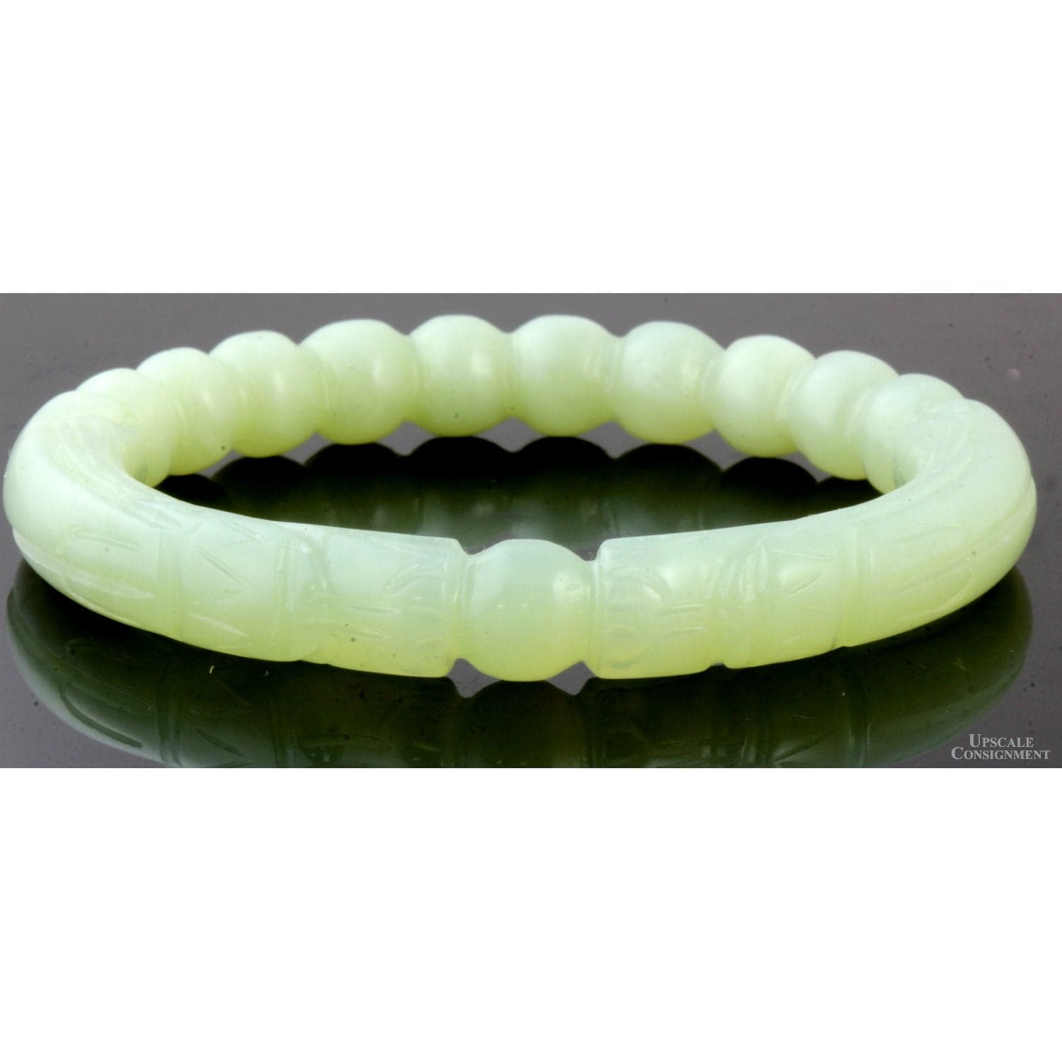 "Dragons Chasing the Pearl" Chalcedony Hololith Bangle - Size 8 - Image 1