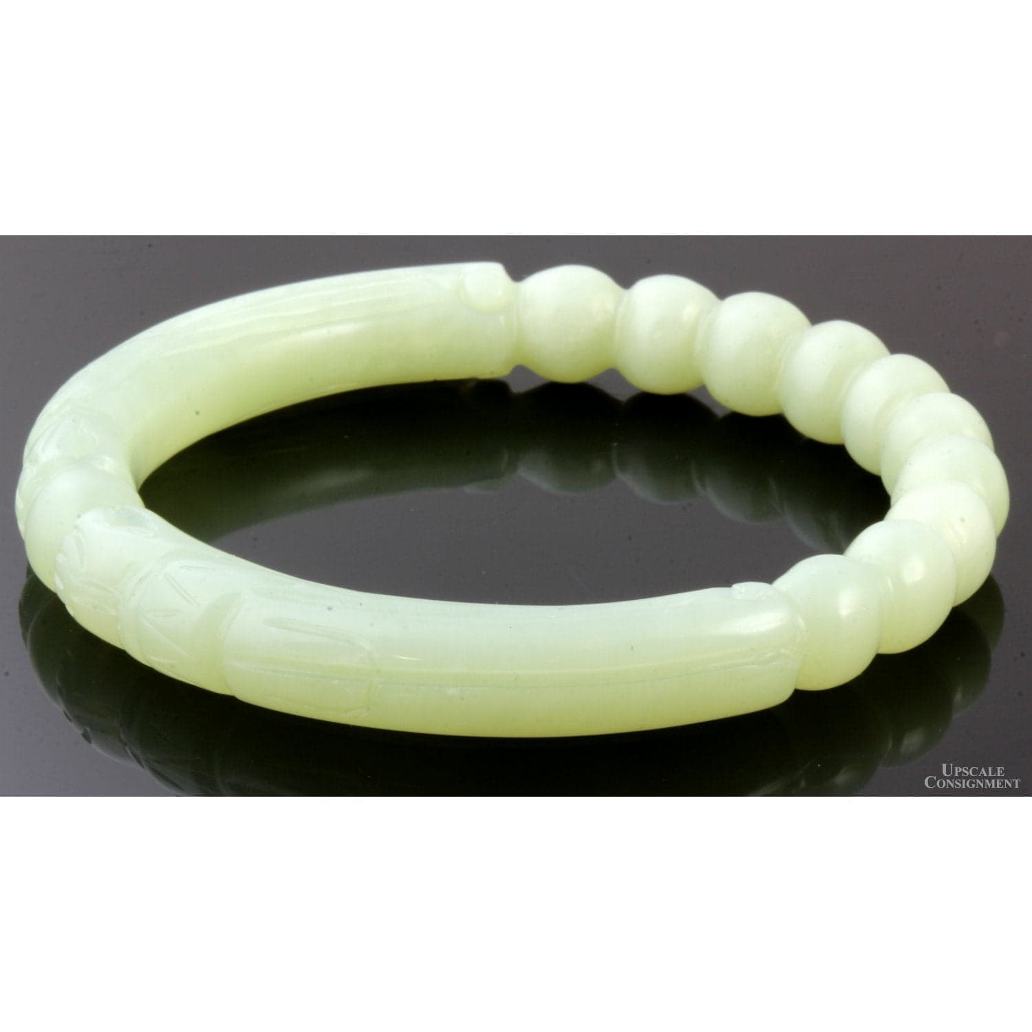"Dragons Chasing the Pearl" Chalcedony Hololith Bangle - Size 8 - Thumbnail 4