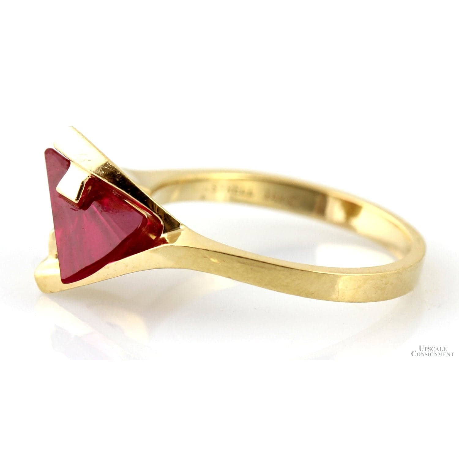 Lighthouse Lens Cut Created Red Spinel 14K Gold Ring - Size 4 - Thumbnail 4