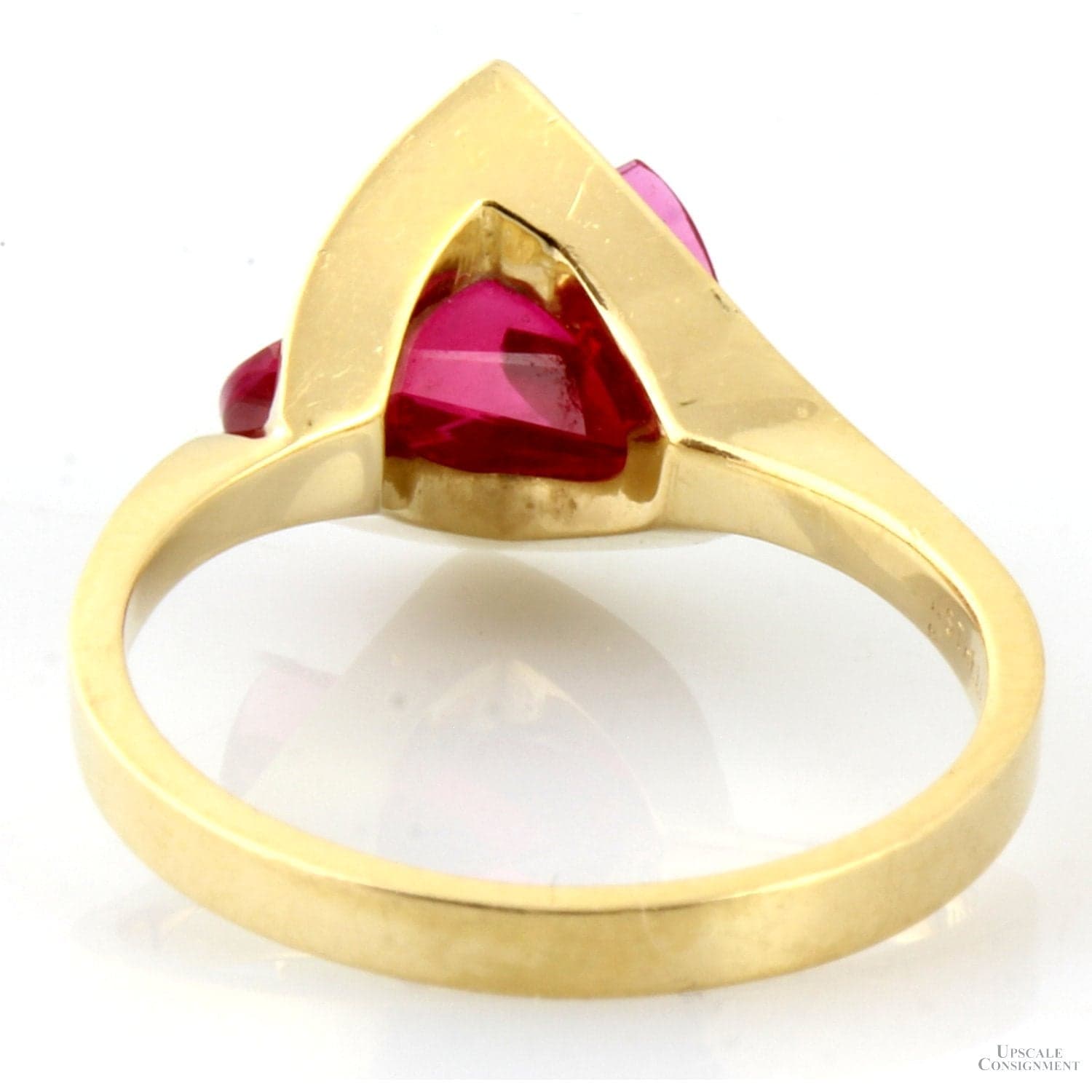 Lighthouse Lens Cut Created Red Spinel 14K Gold Ring - Size 4 - Thumbnail 5