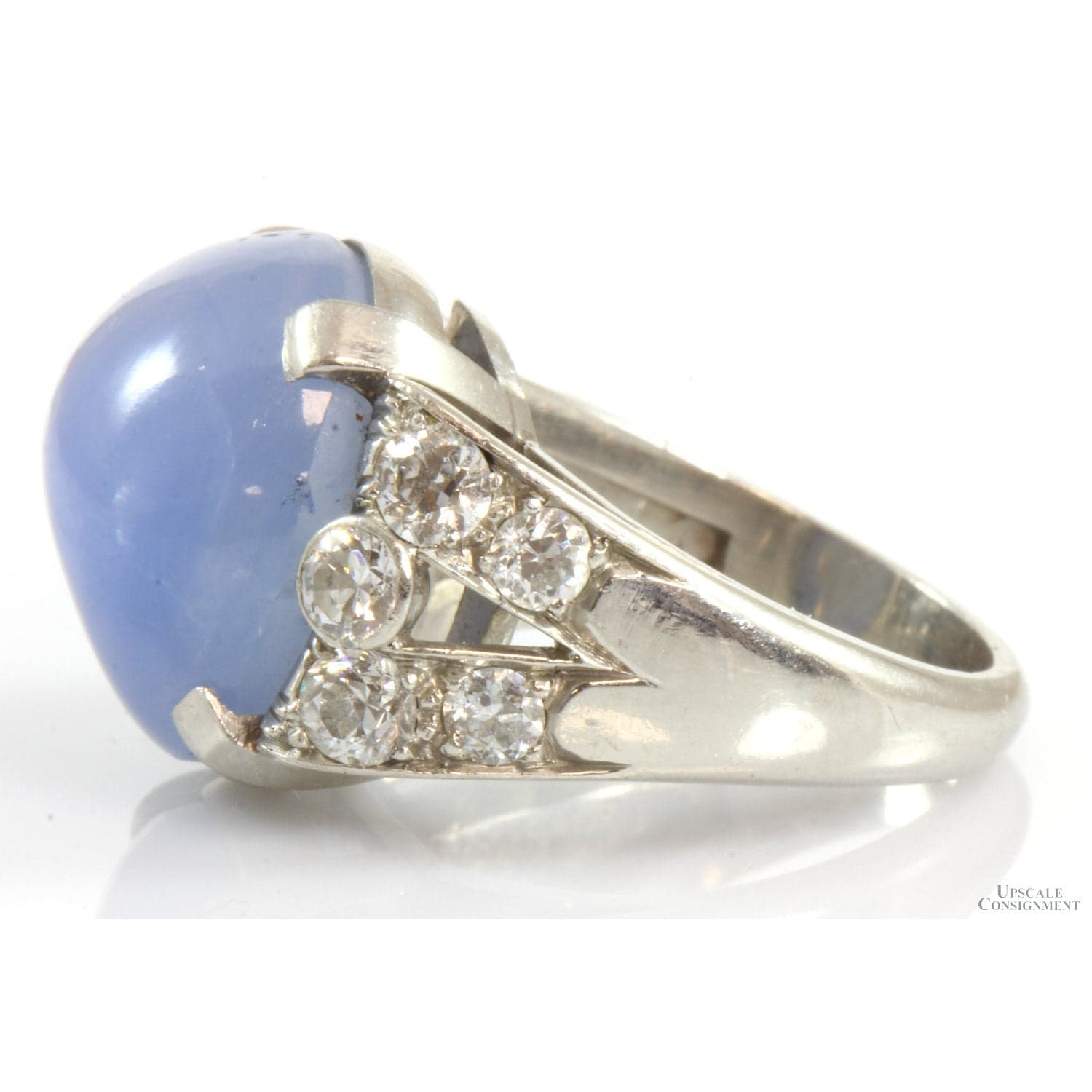 22.92ct Natural Star Sapphire 1.00ctw Diamond Platinum Ring - Size 5 - Thumbnail 3