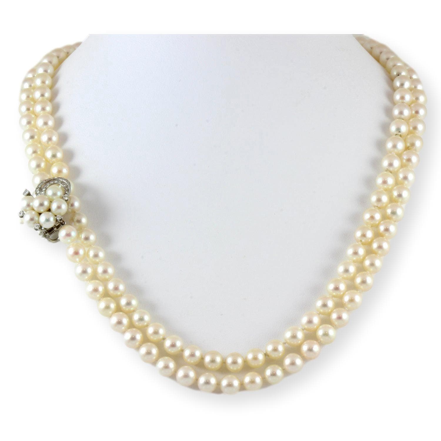 Cultured Pearl 42" Rope Strand 14K Gold .62ctw Diamond Shortener - 42" w/shortener - Thumbnail 2