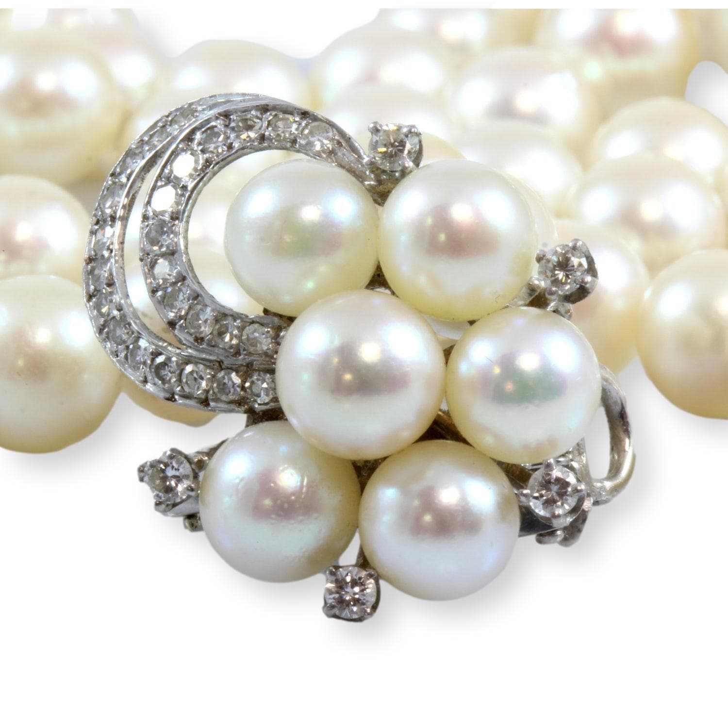 Cultured Pearl 42" Rope Strand 14K Gold .62ctw Diamond Shortener - 42" w/shortener - Thumbnail 4