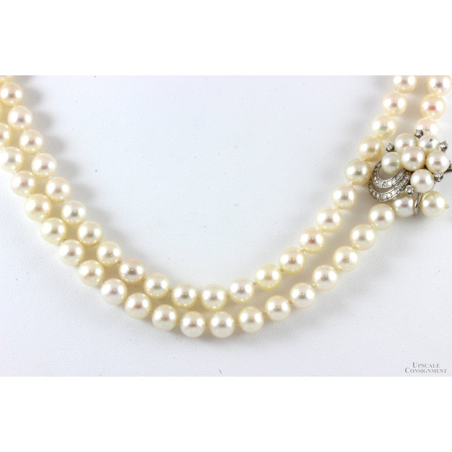 Cultured Pearl 42" Rope Strand 14K Gold .62ctw Diamond Shortener - 42" w/shortener - Thumbnail 3