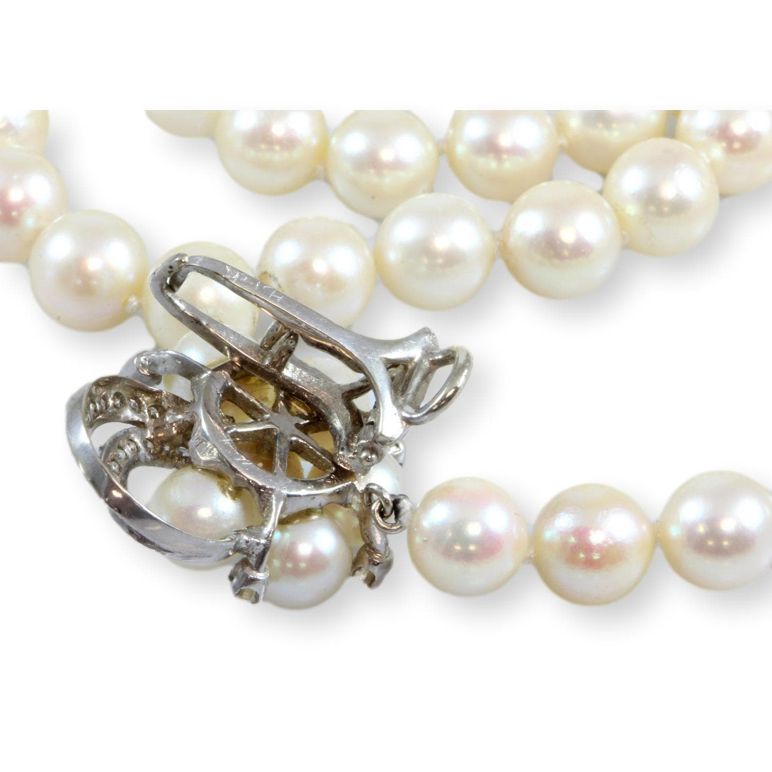 Cultured Pearl 42" Rope Strand 14K Gold .62ctw Diamond Shortener - 42" w/shortener - Thumbnail 7
